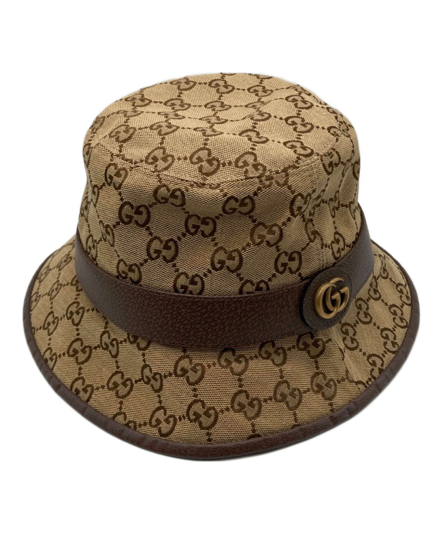 【ほぼ未使用】グッチ バケットハット GGキャンバス ブラウン Sサイズ 57 中古・古着通販】GUCCI (グッチ) GGキャンバスハット ブラウン サイズ
