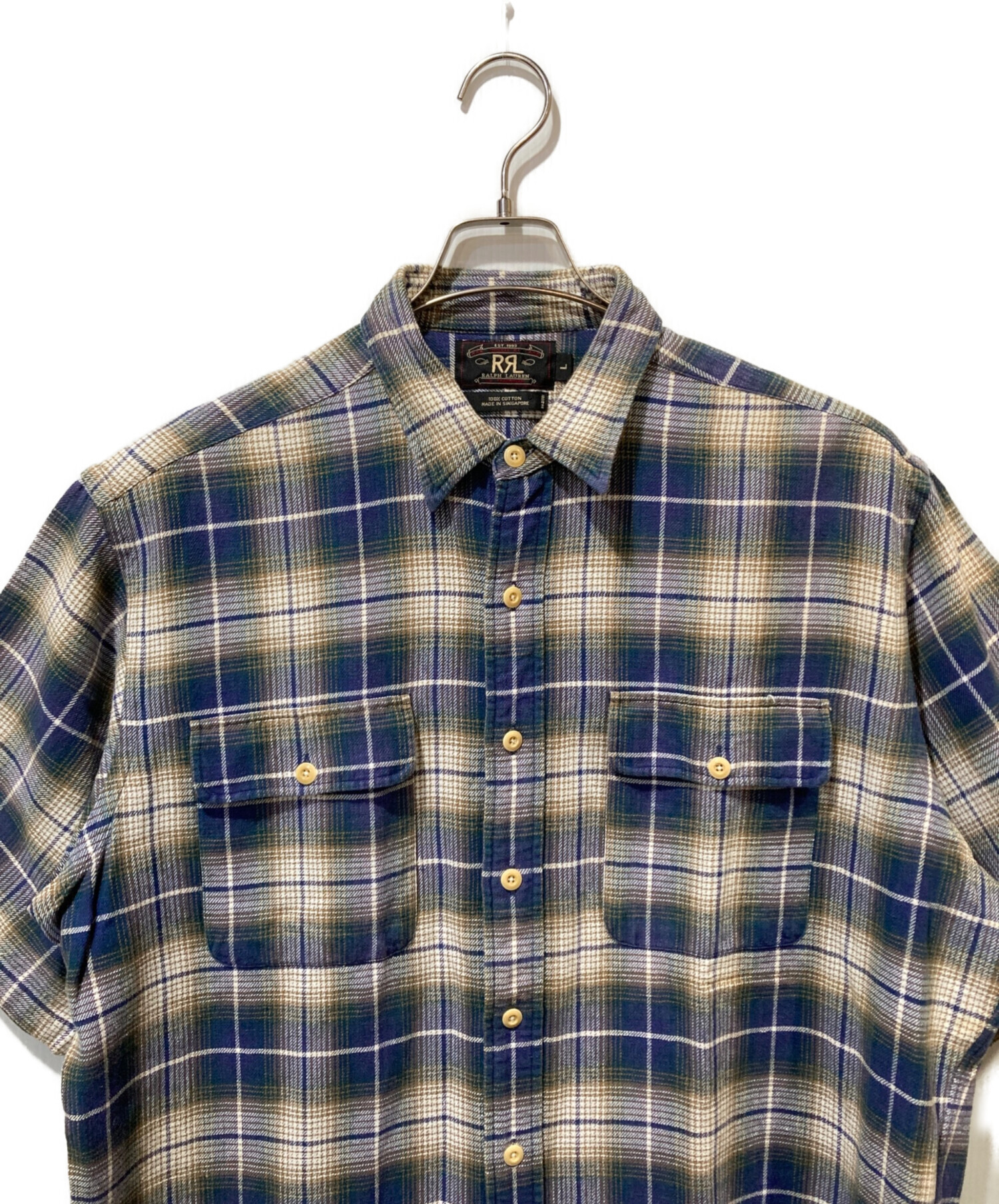 中古・古着通販】RRL (ダブルアールエル) 90's 半袖チェックシャツ