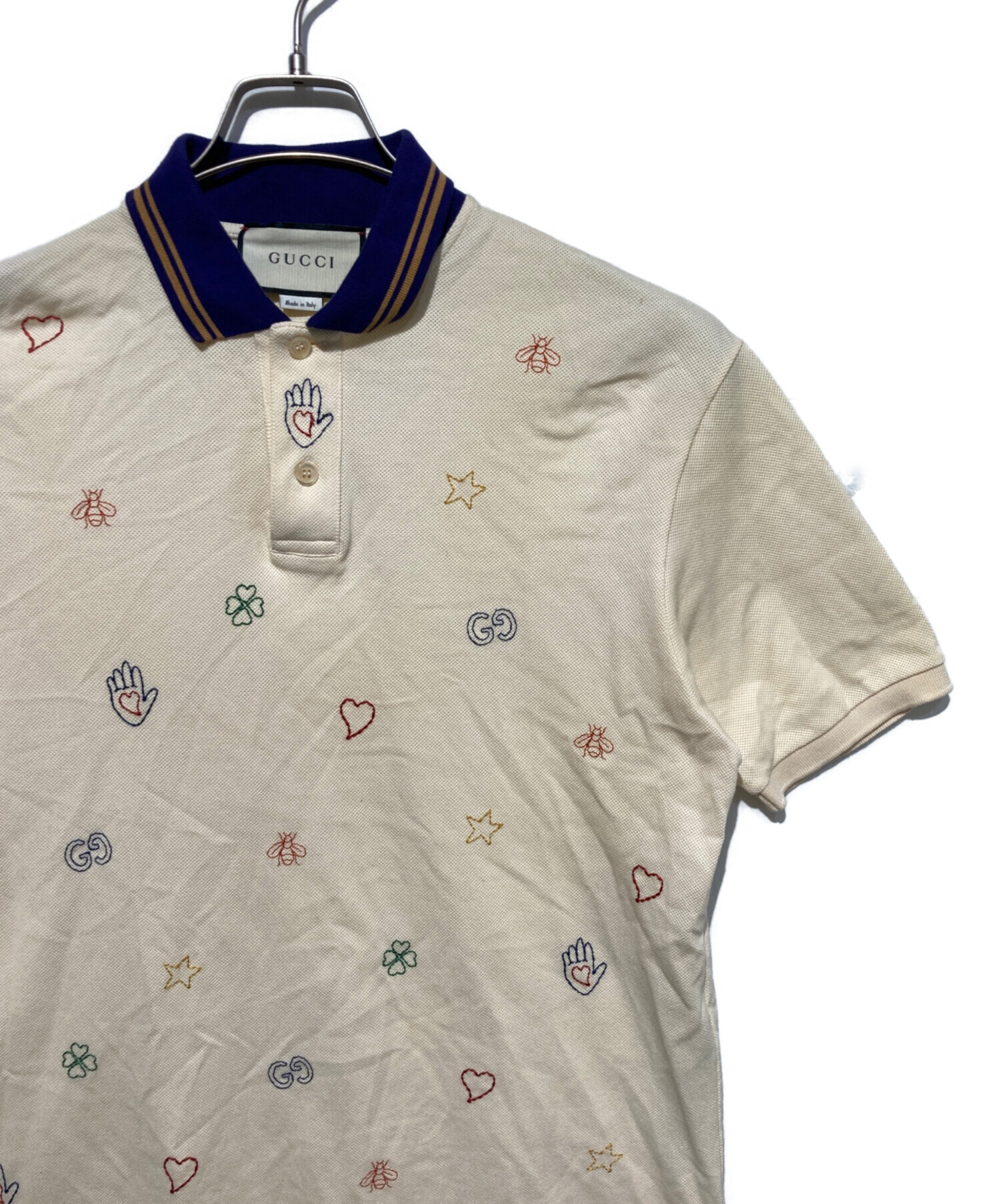 中古・古着通販】GUCCI (グッチ) エンブロイダリー半袖ポロシャツ