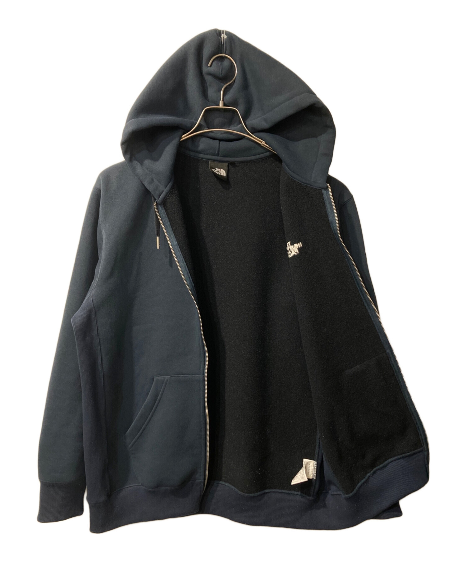 THE NORTH FACE ネイビー フルジップパーカー 中古・古着通販】THE NORTH FACE (ザ ノース フェイス) スクエアロゴ