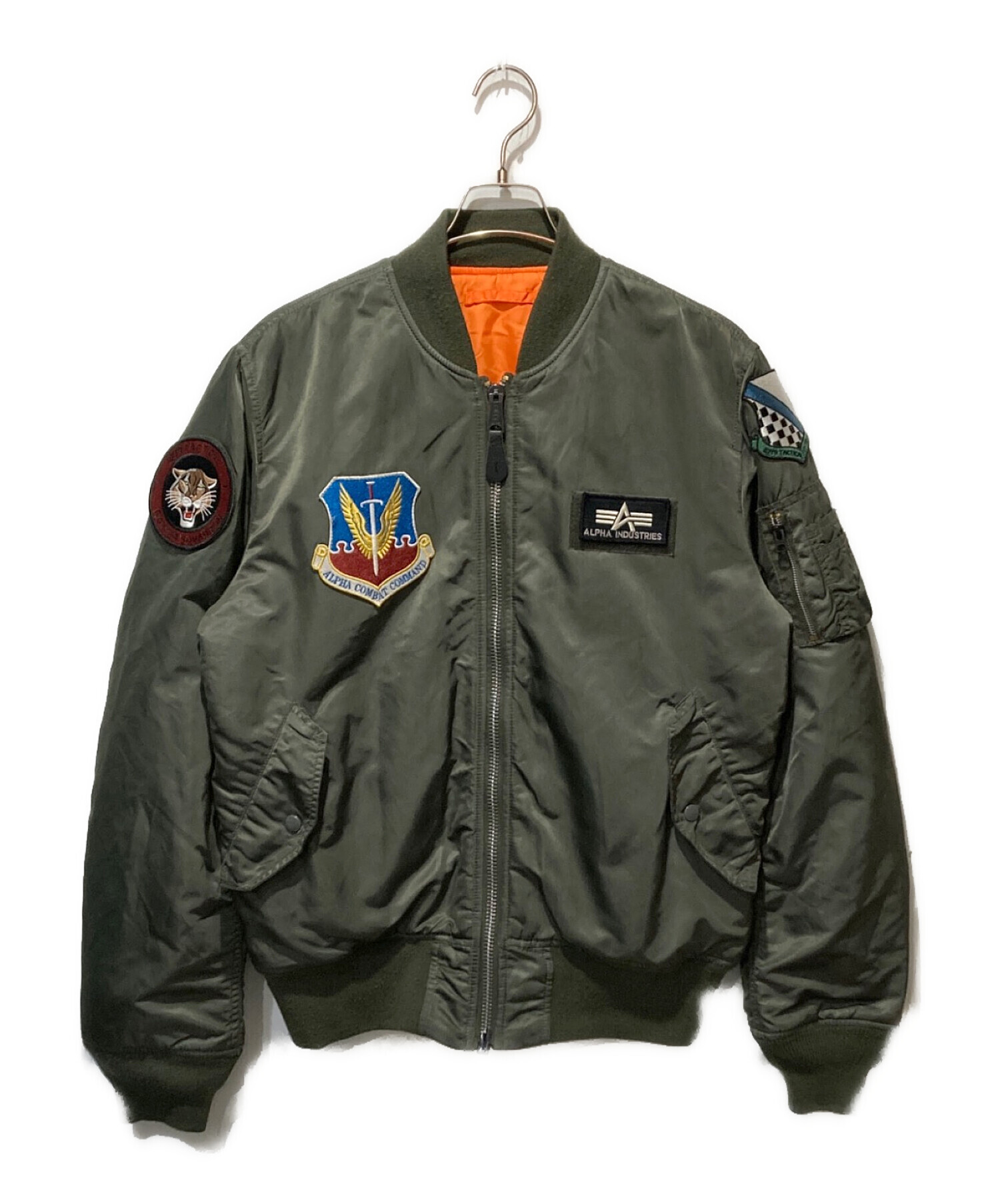ALPHA INDUSTRIES MA-1　オリーブグリーン　アルファ　ワッペン 中古・古着通販】ALPHA (アルファ) MA-1 ワッペンジャケット オリーブ