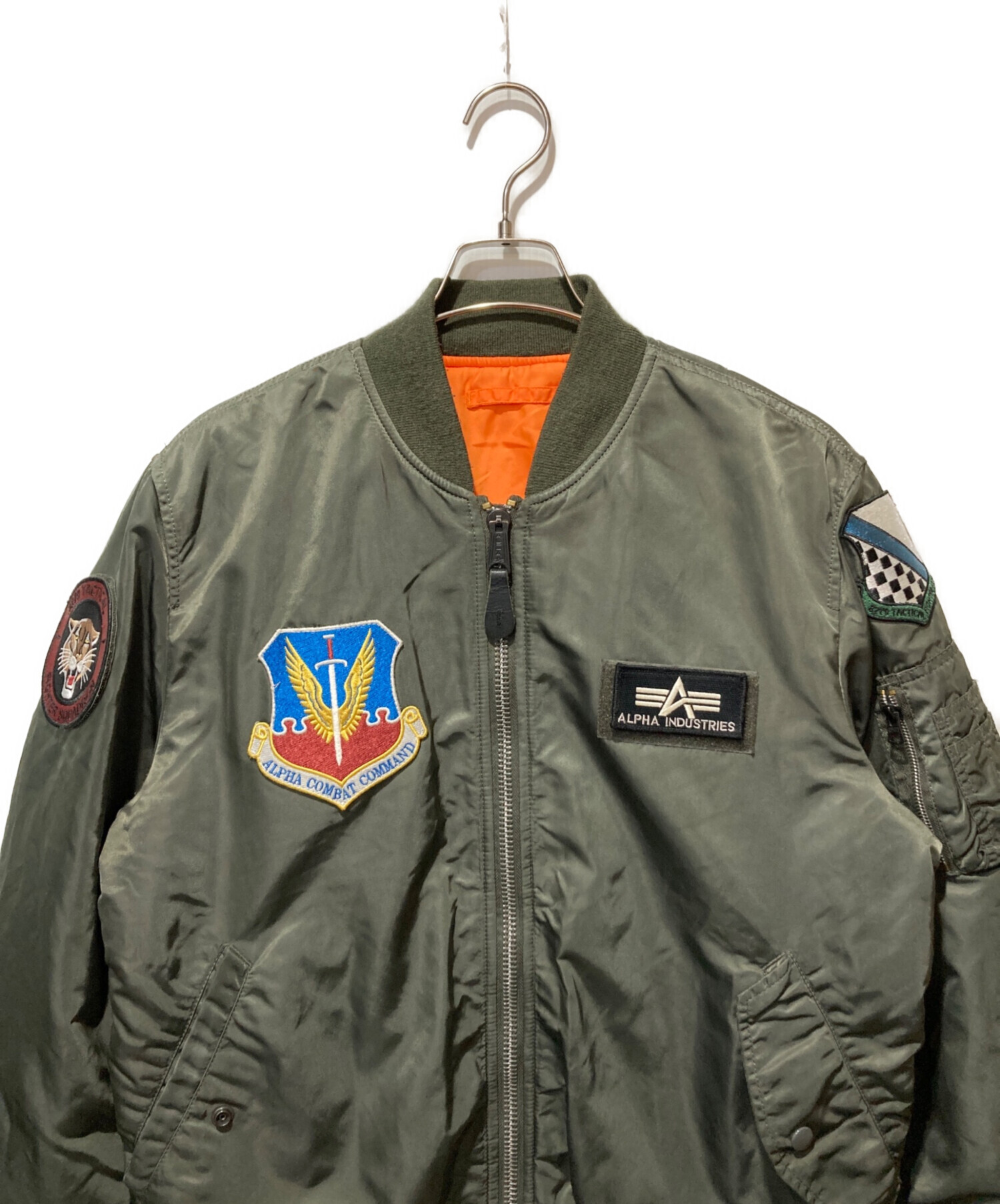 ALPHA INDUSTRIES MA-1　オリーブグリーン　アルファ　ワッペン 中古・古着通販】ALPHA (アルファ) MA-1 ワッペンジャケット オリーブ