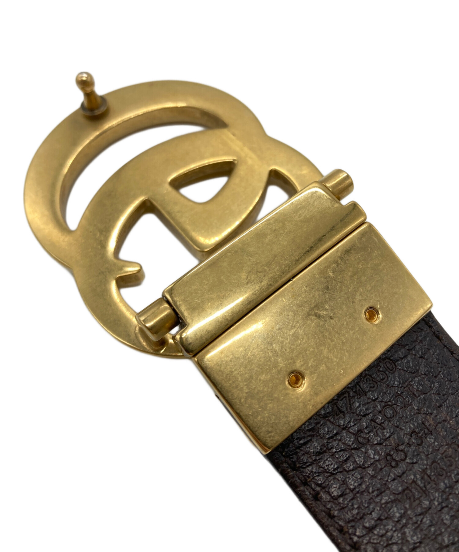 【美品】グッチ GGバックル ベルト ゴールド 80サイズ 中古・古着通販】GUCCI (グッチ) GGバックルベルト サイズ:85・34