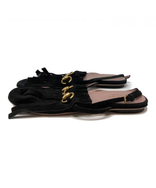 GUCCI 定価¥125,000 グッチ ホースビットフリンジサンダル 中古・古着通販】GUCCI (グッチ) フリンジホースビットサンダル