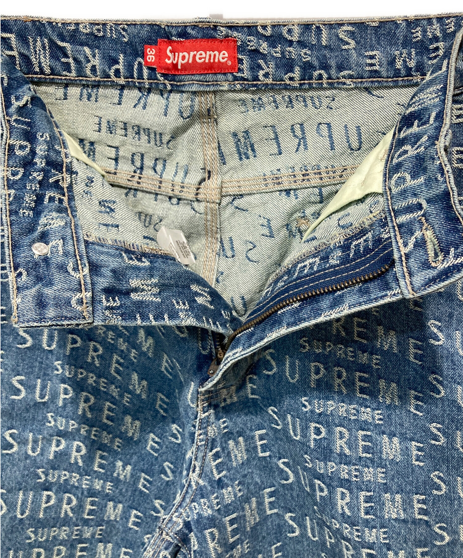 Supreme ロゴ総柄 デニムパンツ 36インチ 中古・古着通販】Supreme (シュプリーム) Warp Jacquard Logos Denim