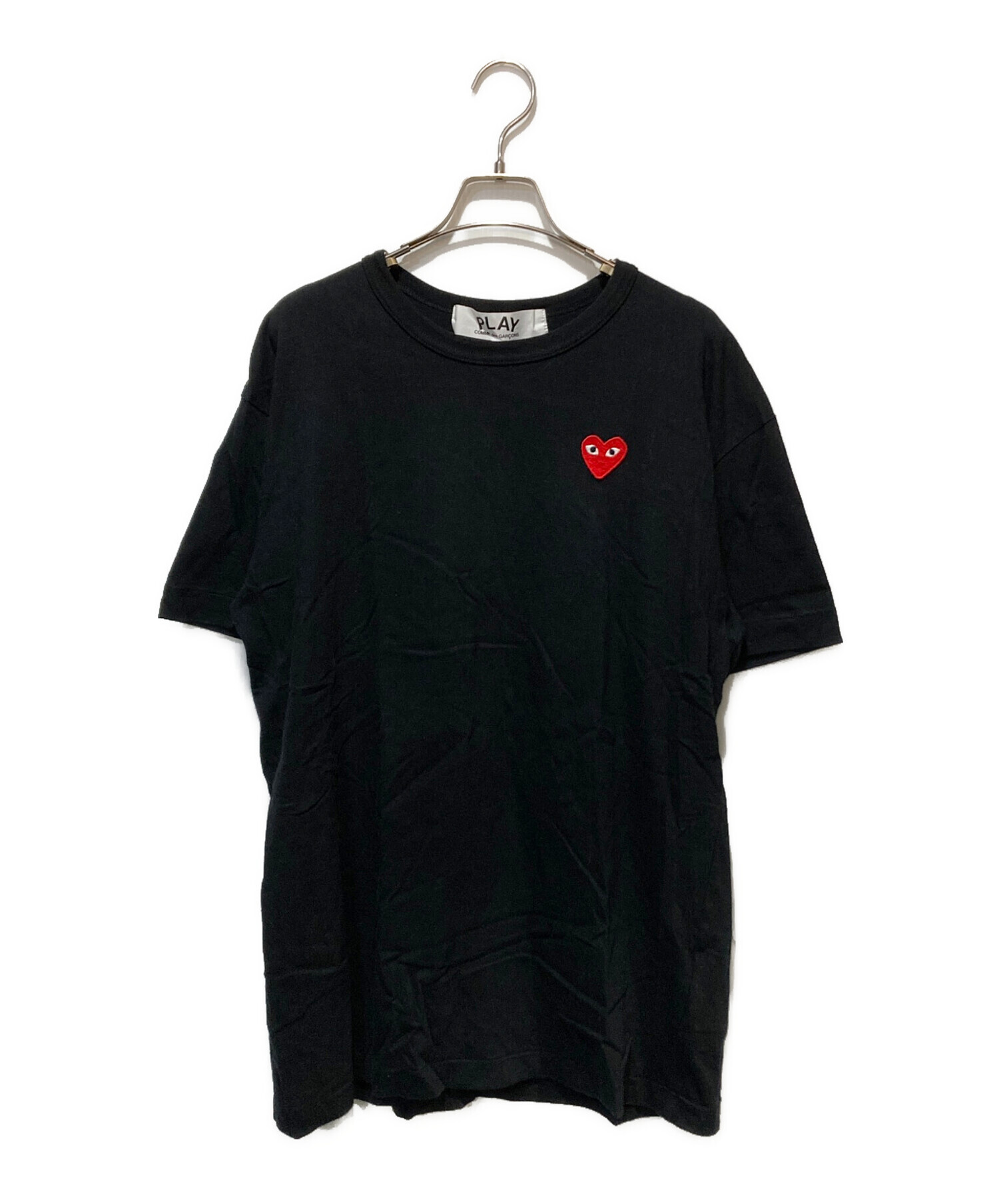 完売モデル　プレイ コムデ ギャルソン ブラック　Tシャツ L 刺繍　ハート 中古・古着通販】PLAY COMME des GARCONS (プレイコムデギャルソン