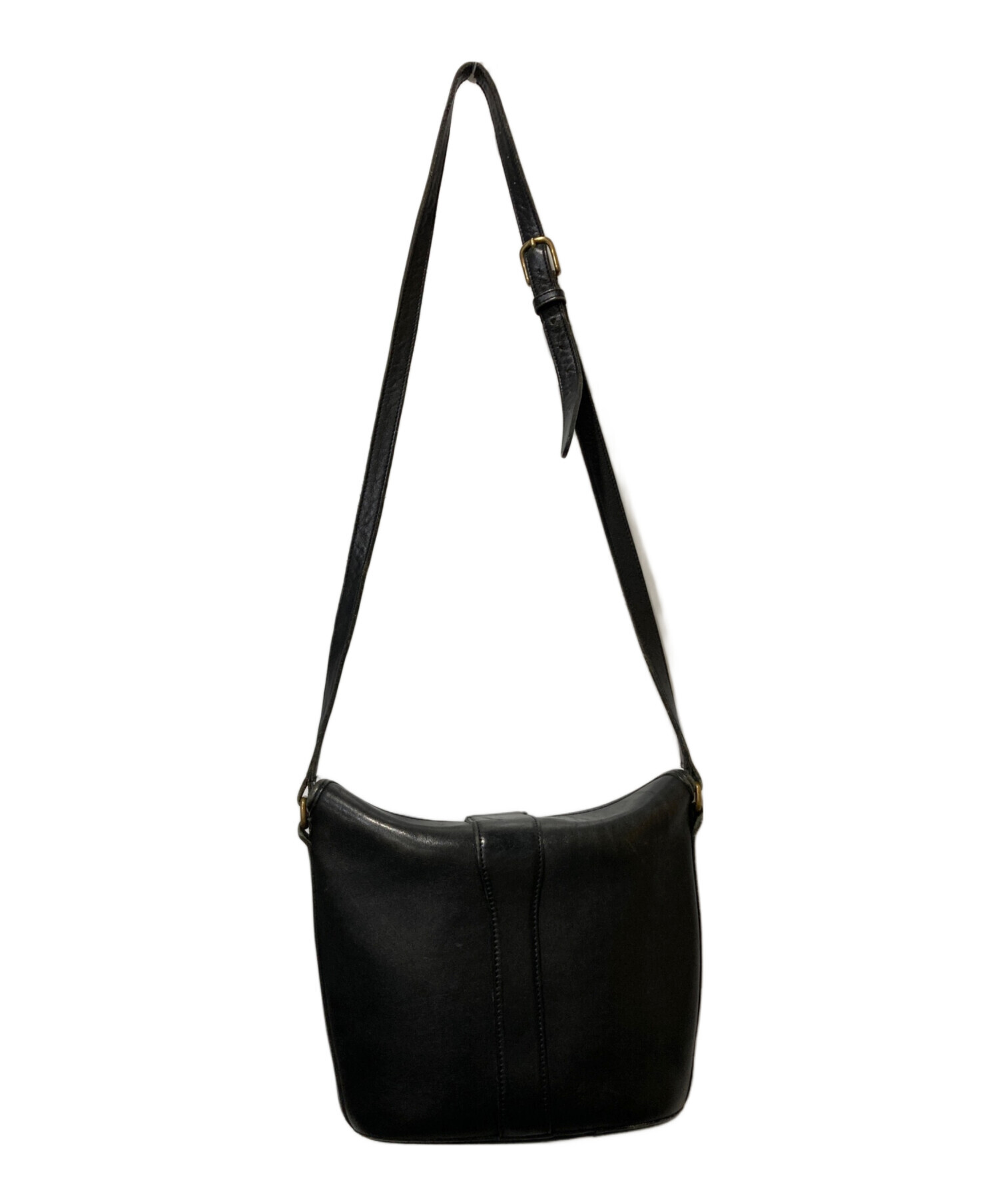 COACH コーチ エルゴ ショルダーバッグ レディース ブラック レザー 中古・古着通販】COACH (コーチ) レザーショルダーバッグ ブラック