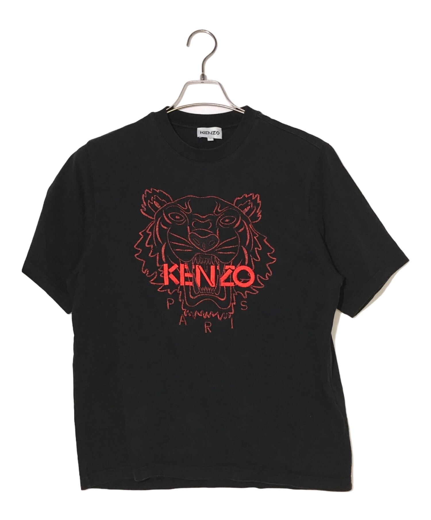 KENZO 刺繍トラデザイン Tシャツ L ブラック ケンゾー“タイガー”の立体