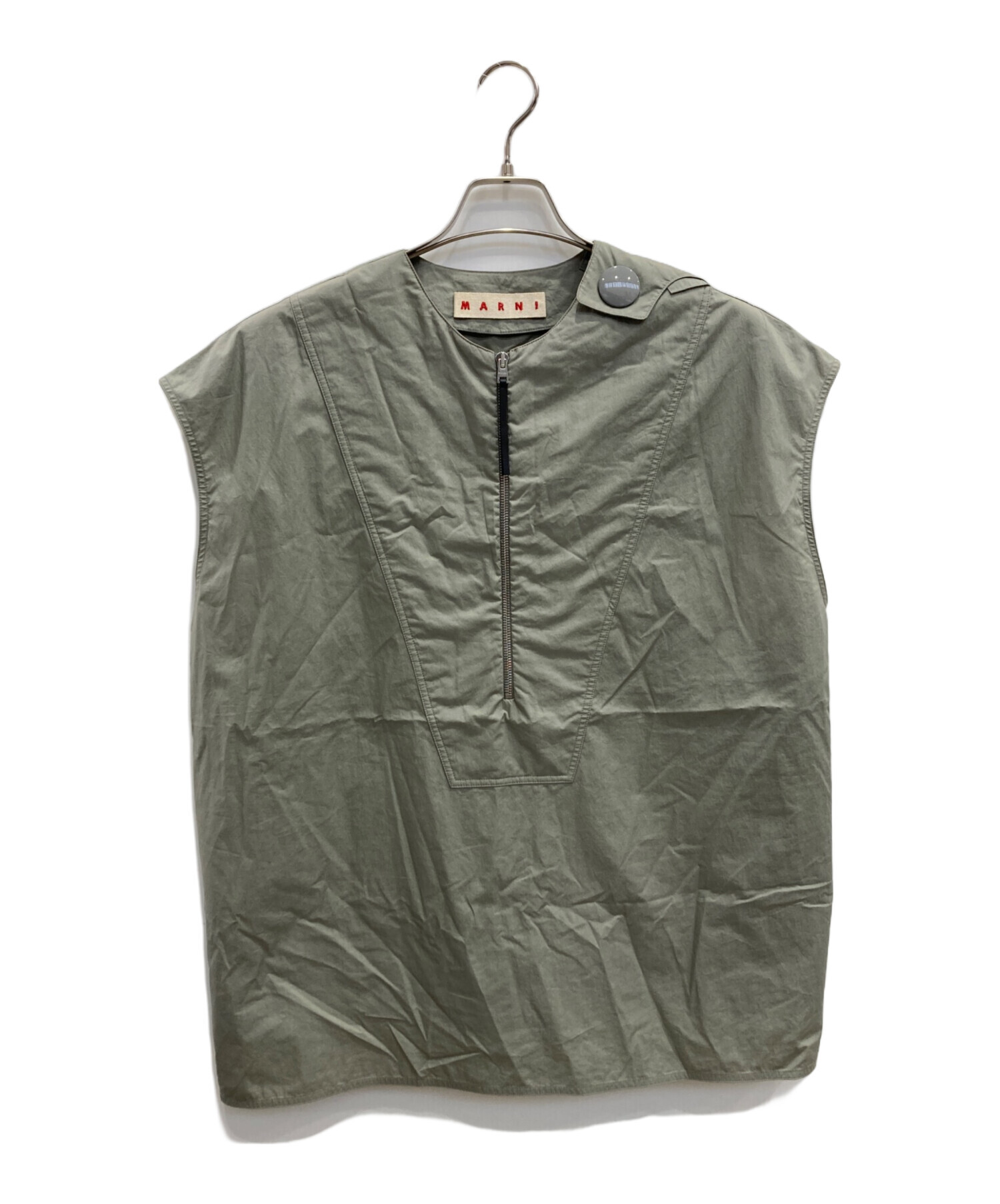 中古・古着通販】MARNI (マルニ) ノースリーブブラウス カーキ サイズ 