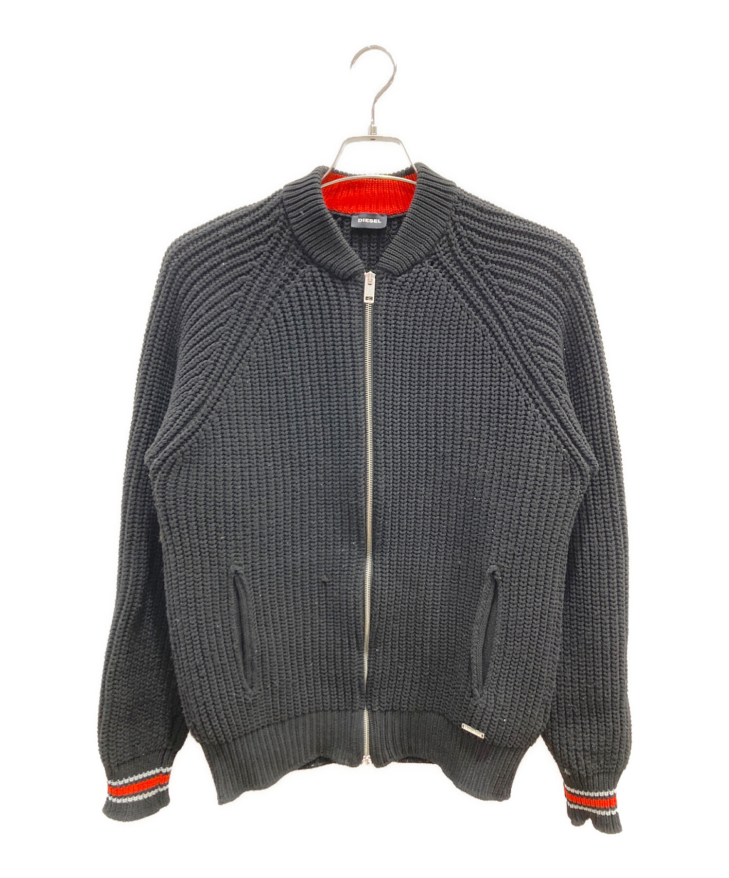 中古・古着通販】DIESEL (ディーゼル) ニットジャケット ブラック 
