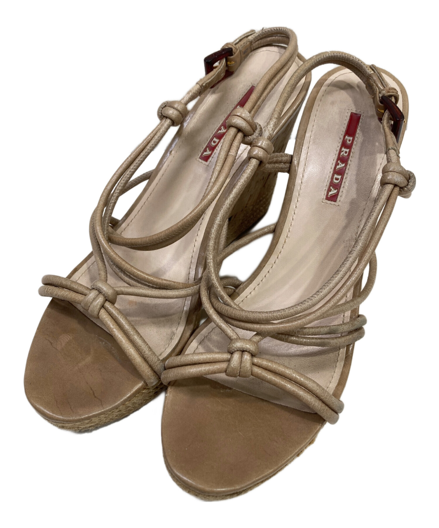 プラダベージュ サンダル 中古・古着通販】PRADA (プラダ) ストラップサンダル ベージュ サイズ