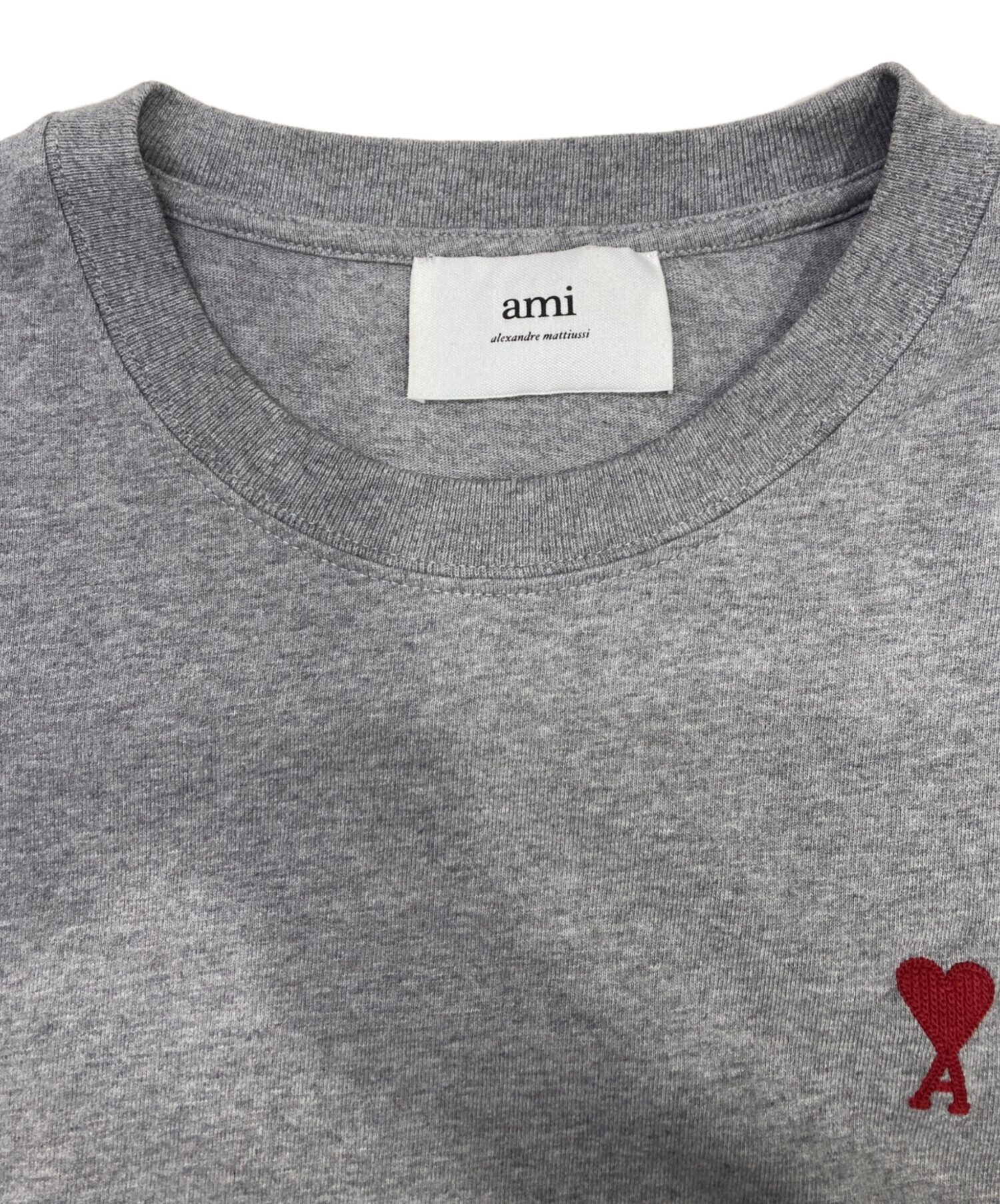 中古・古着通販】ami (アミ) ハート刺繍Tシャツ グレー サイズ:S 