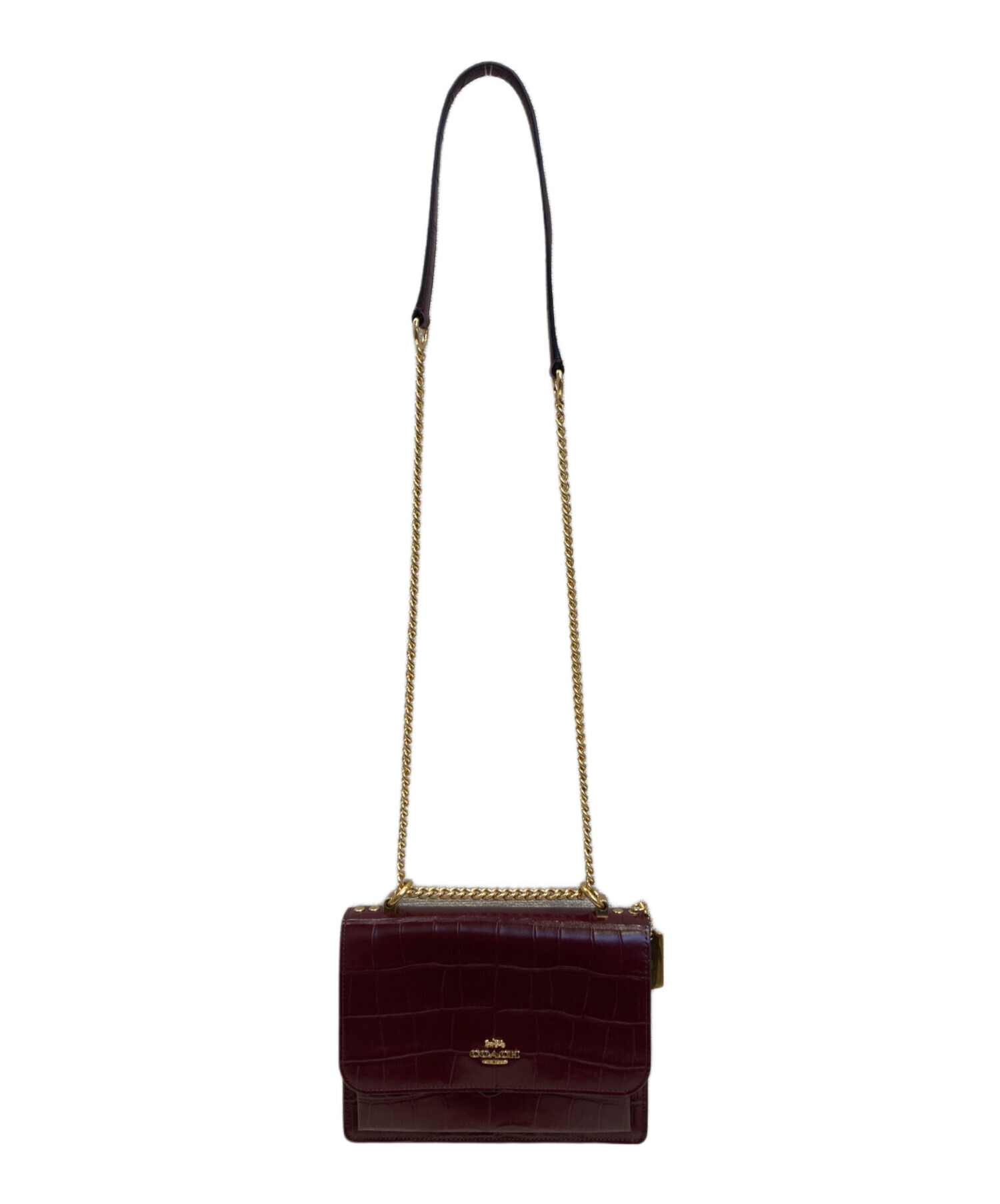 中古・古着通販】COACH (コーチ) チェーンショルダーバッグ ボルドー 