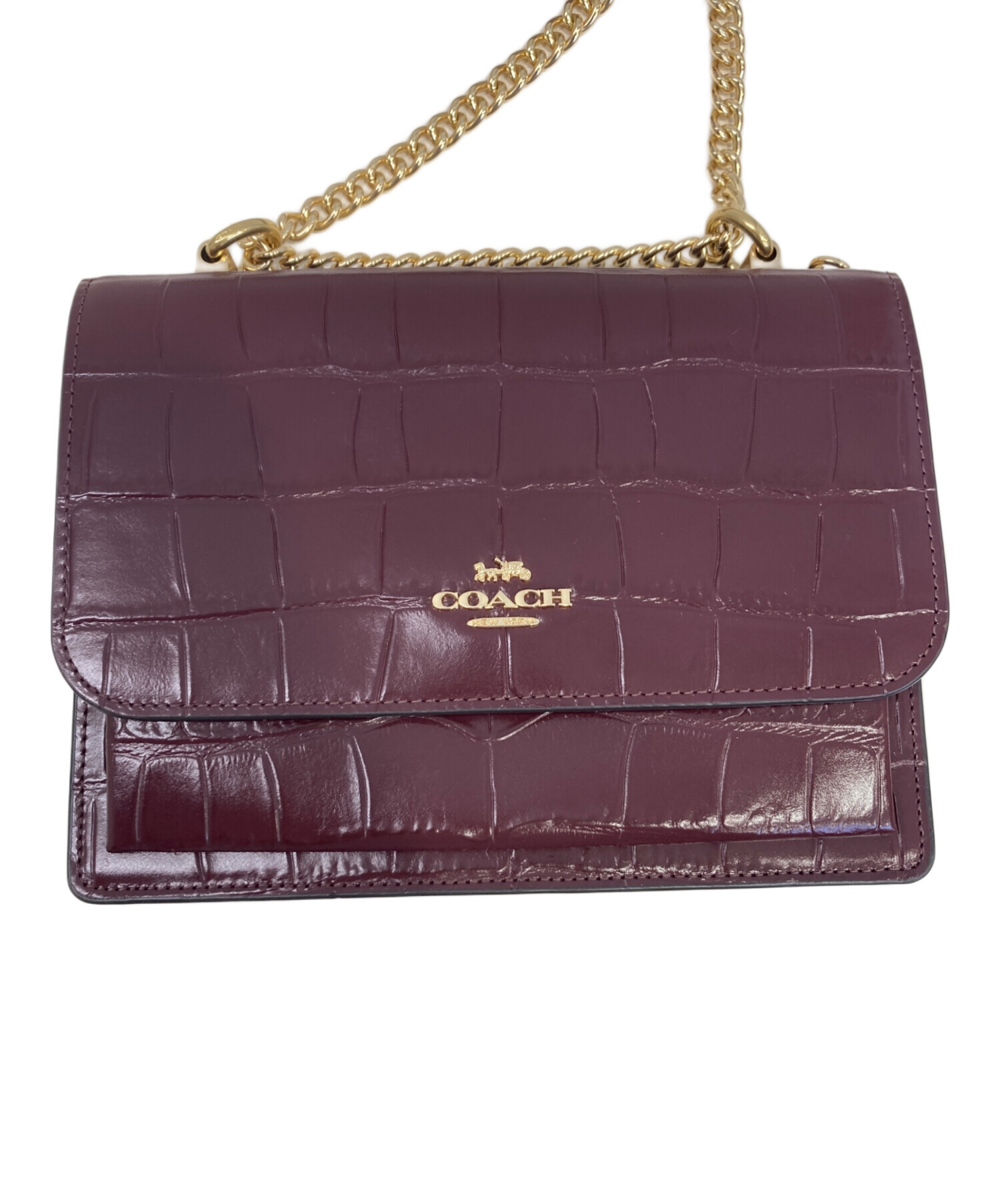 中古・古着通販】COACH (コーチ) チェーンショルダーバッグ ボルドー 