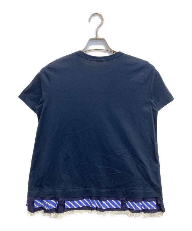 【貴重】sacai コットンTシャツ　ネイビー 中古・古着通販】sacai (サカイ) Tシャツ ネイビー サイズ:2｜ブランド