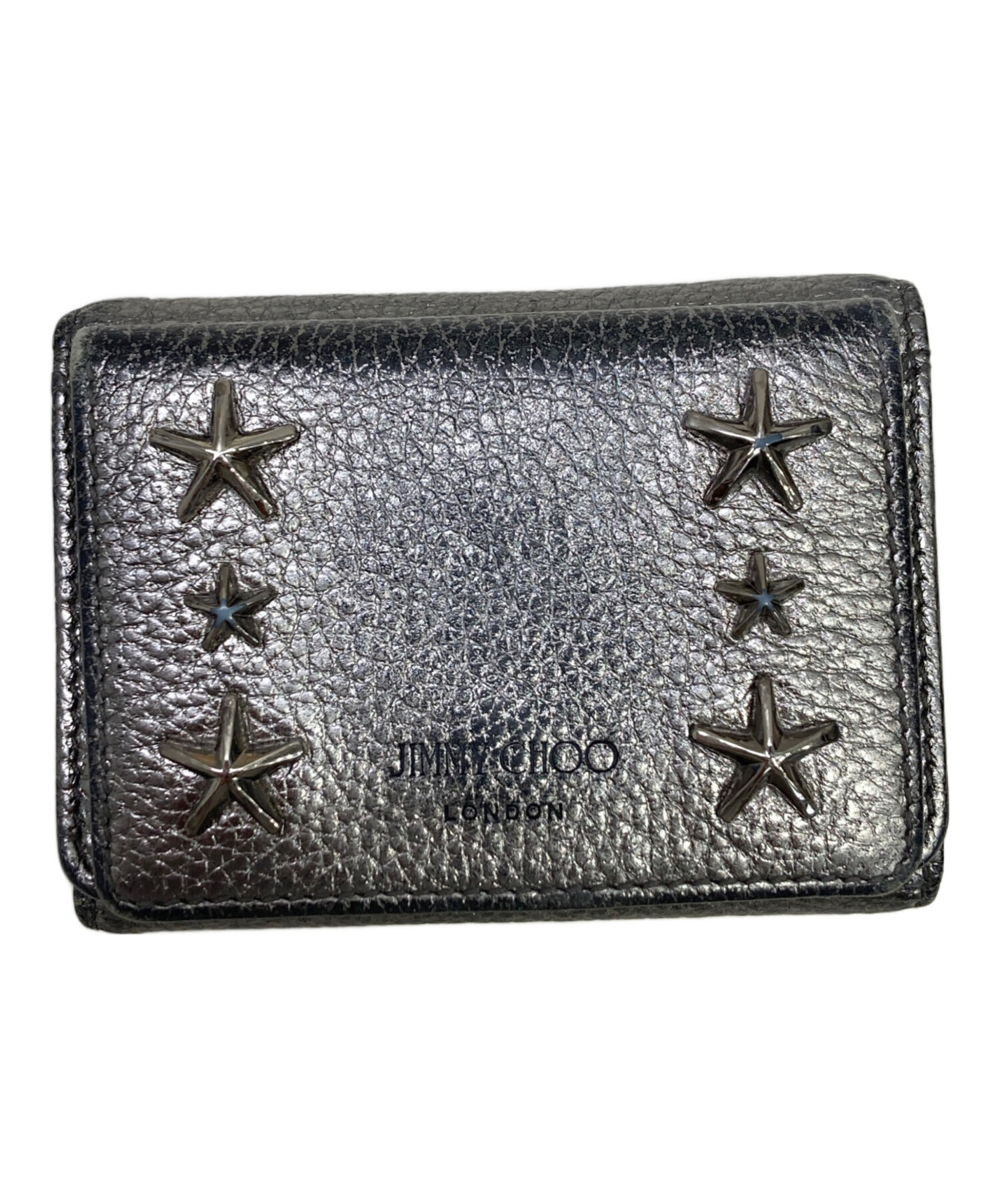 極美品　jimmy choo ジミーチュウ　三つ折り財布　スタッズ　シルバー 中古・古着通販】JIMMY CHOO (ジミーチュウ) スタッズ3つ折り財布