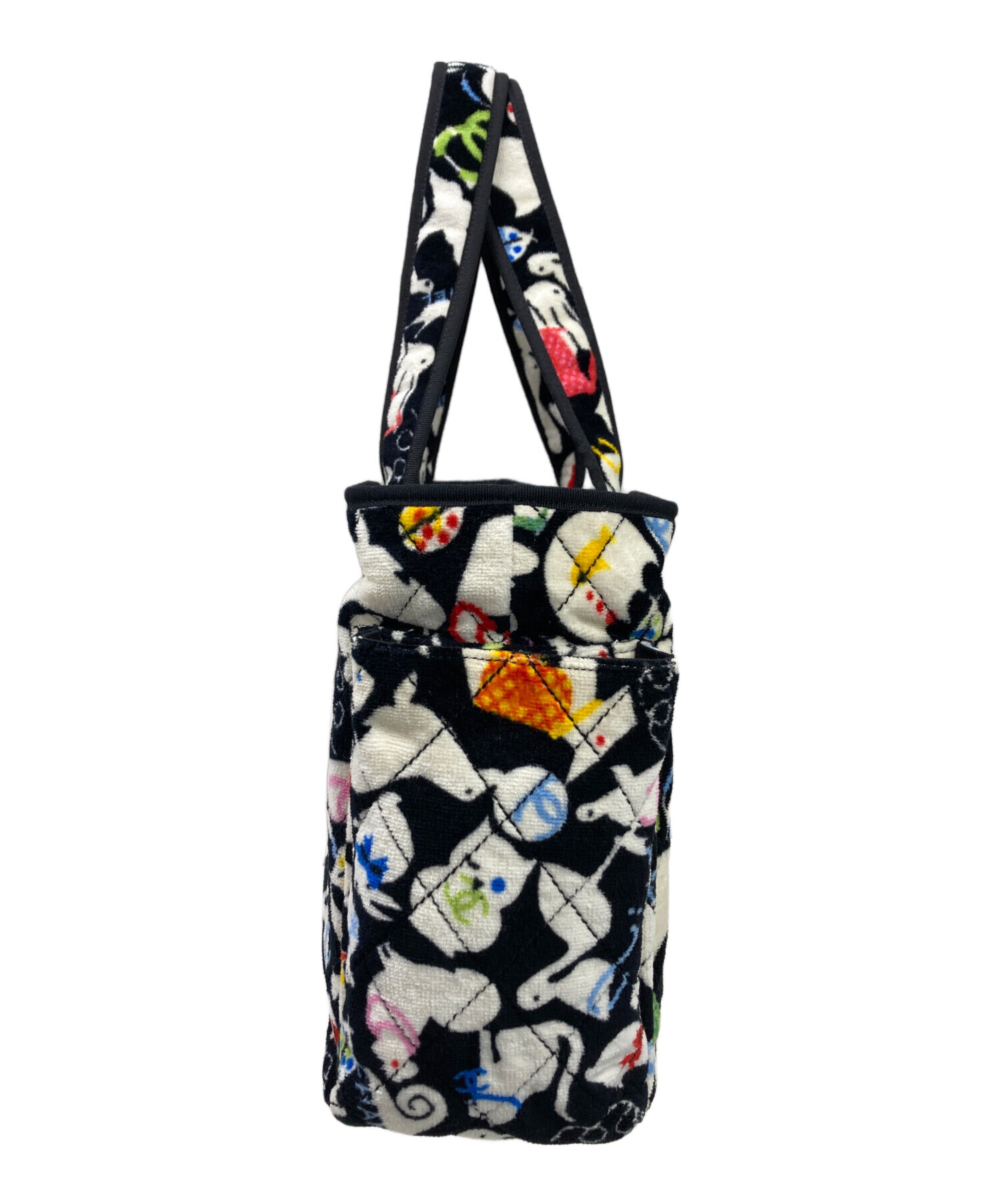 中古・古着通販】CHANEL (シャネル) トートバッグ ブラック×ホワイト 