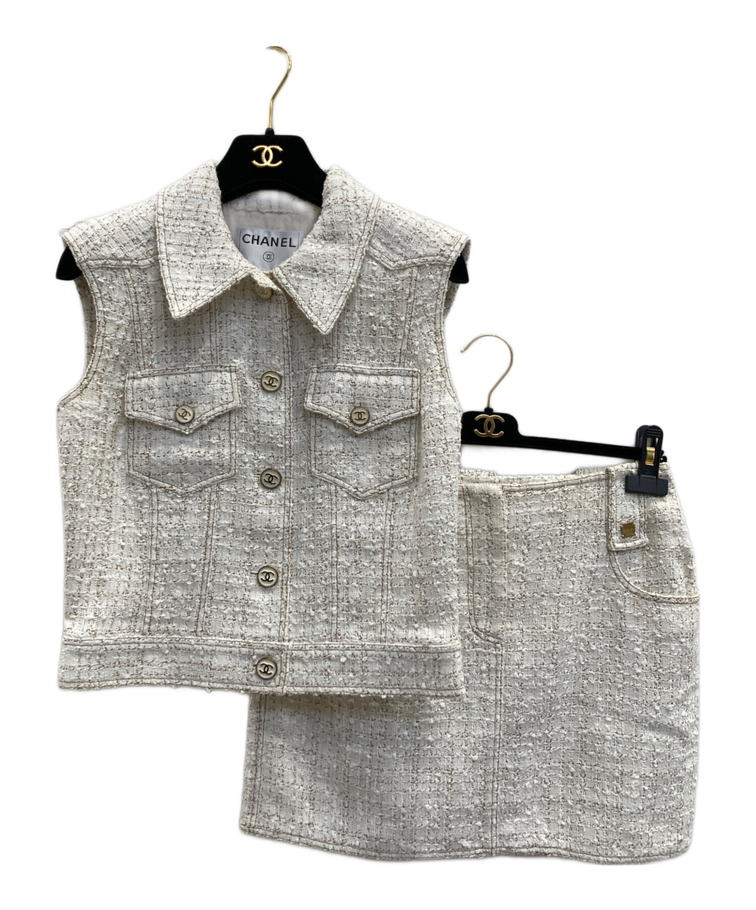 中古・古着通販】CHANEL (シャネル) ココマークボタン ツイードベスト