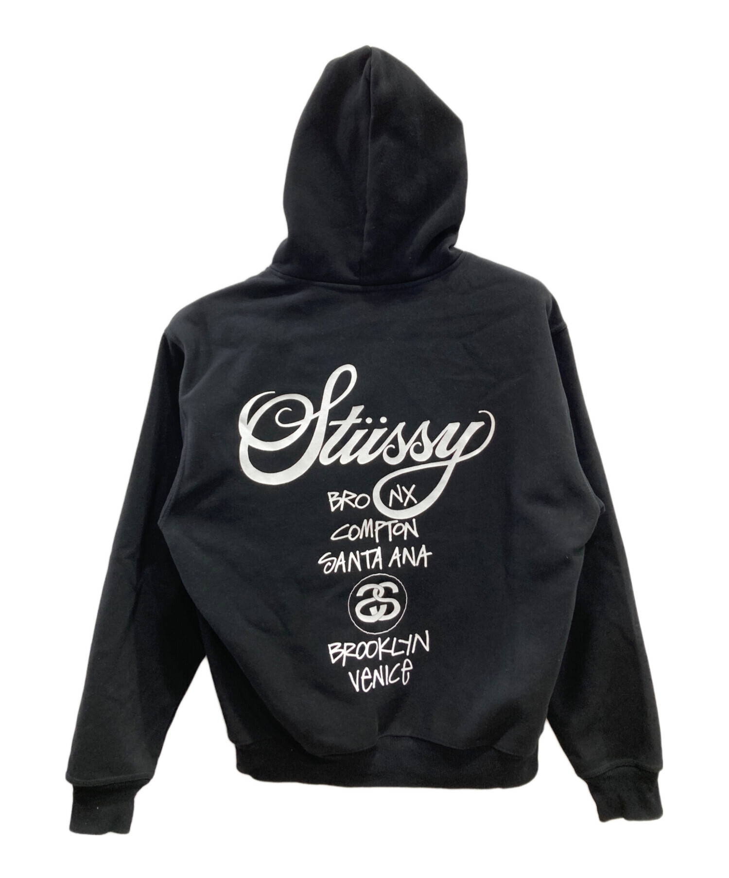 Stussy ブラック パーカー Mサイズ 中古・古着通販】stussy (ステューシー) ジップパーカー ブラック