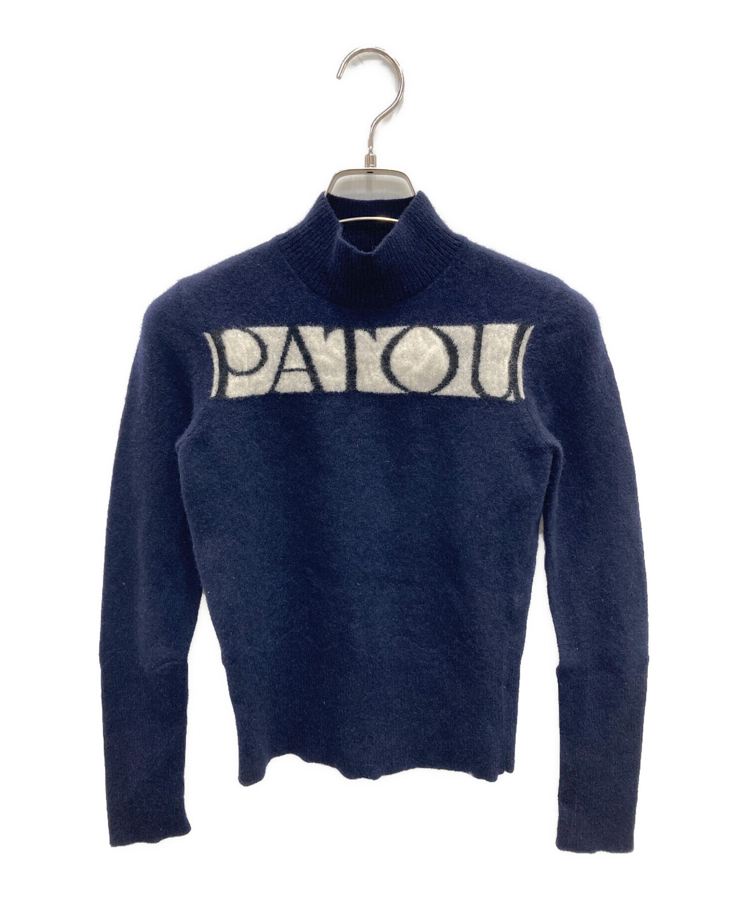 中古・古着通販】patou (パトゥ) ハイネックロゴニット ネイビー 中古・古着通販】patou (パトゥ) ハイネックロゴニット ネイビー