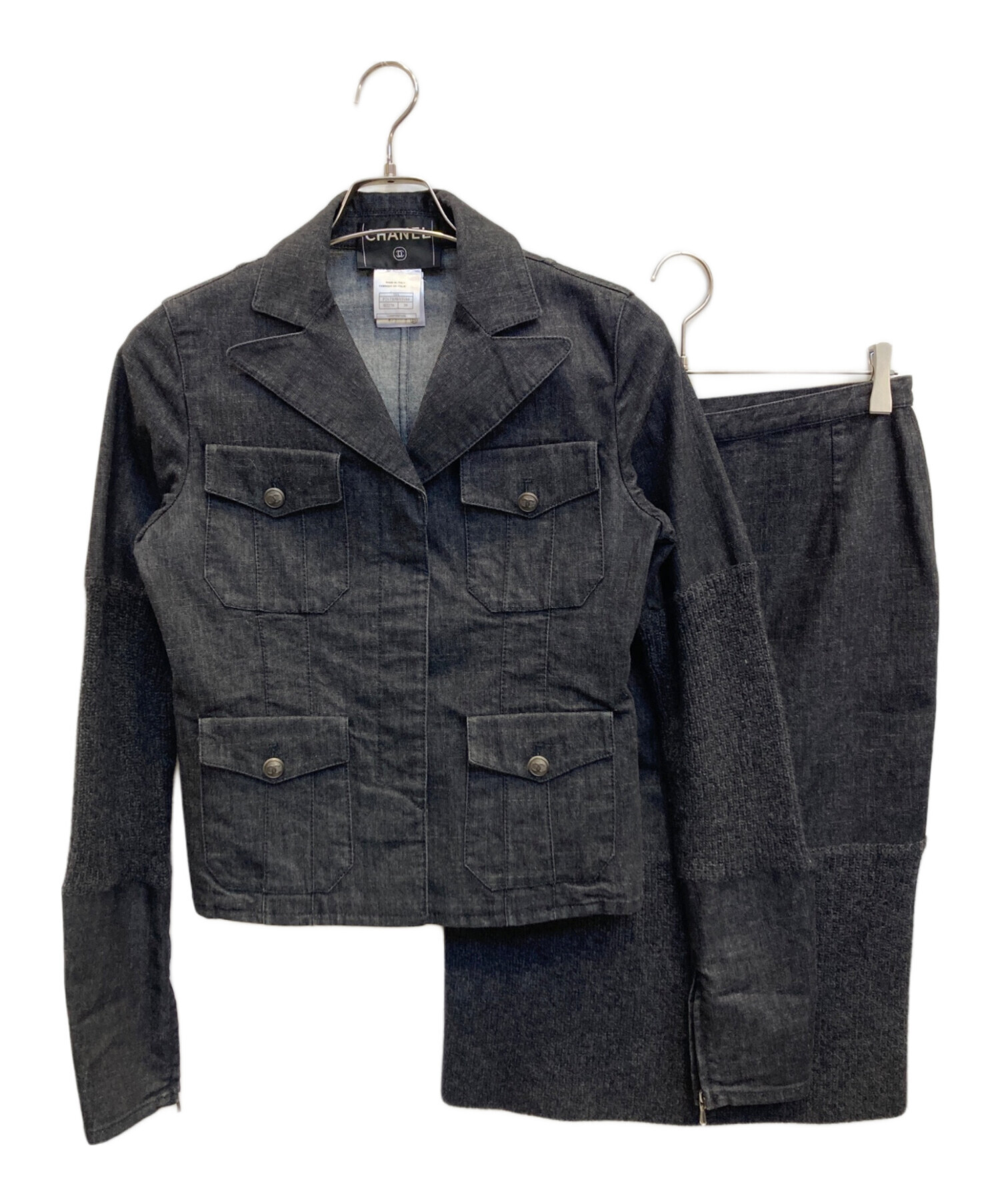 中古・古着通販】CHANEL (シャネル) ニット切替デニムセットアップ