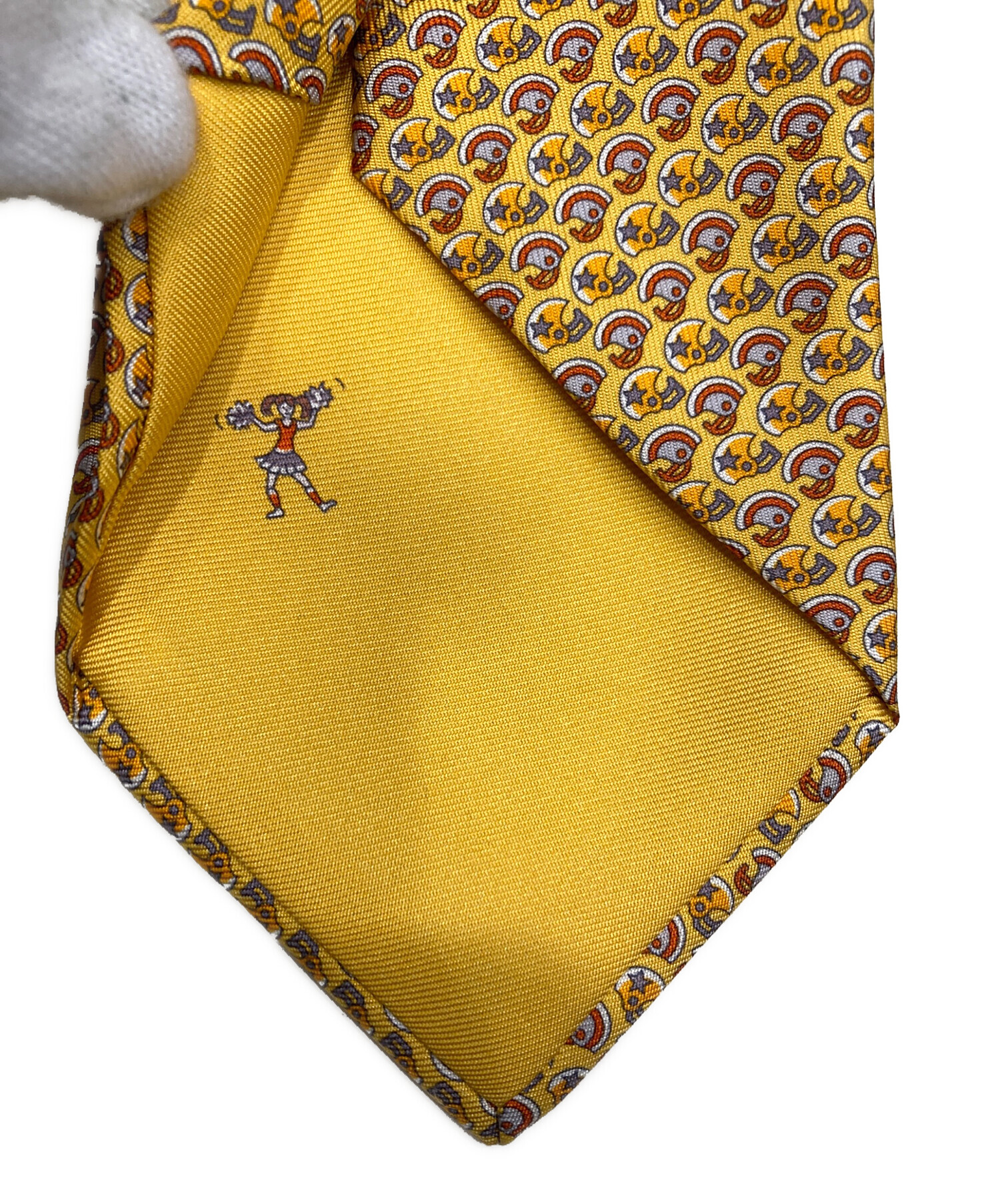 中古・古着通販】HERMES (エルメス) アメフト柄ネクタイ イエロー