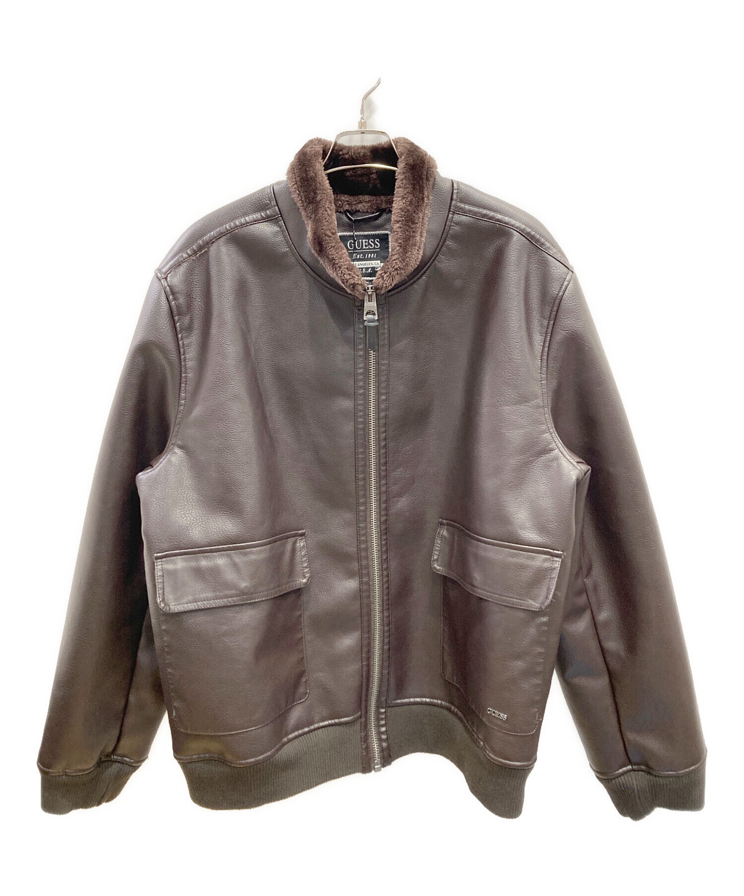 中古・古着通販】GUESS (ゲス) フェイクムートンジャケット ブラウン