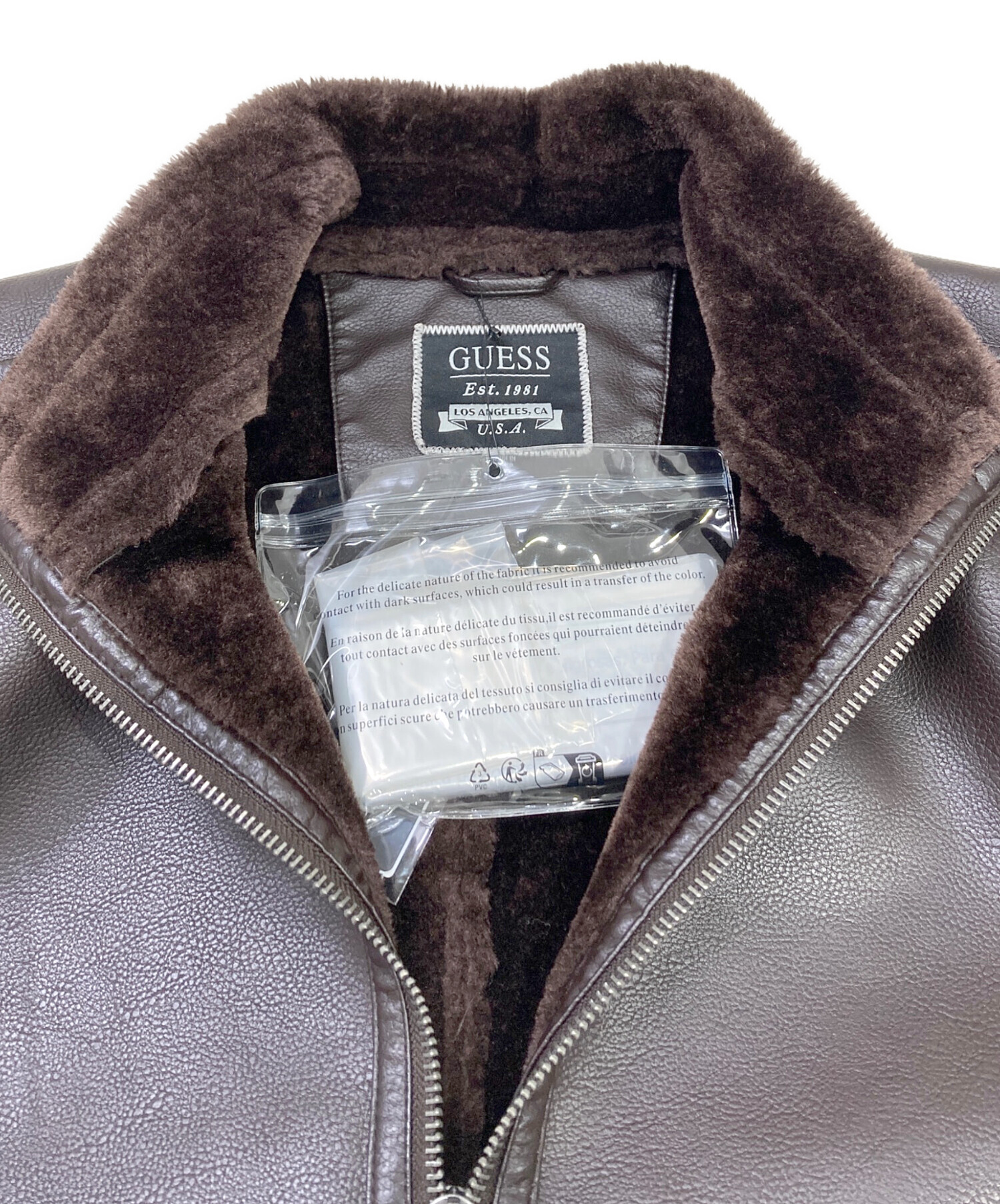 中古・古着通販】GUESS (ゲス) フェイクムートンジャケット ブラウン