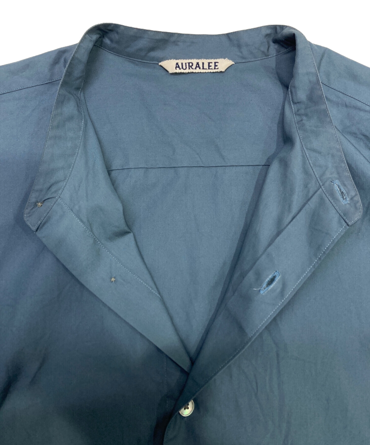 中古・古着通販】AURALEE (オーラリー) ノーカラーシャツ グリーン