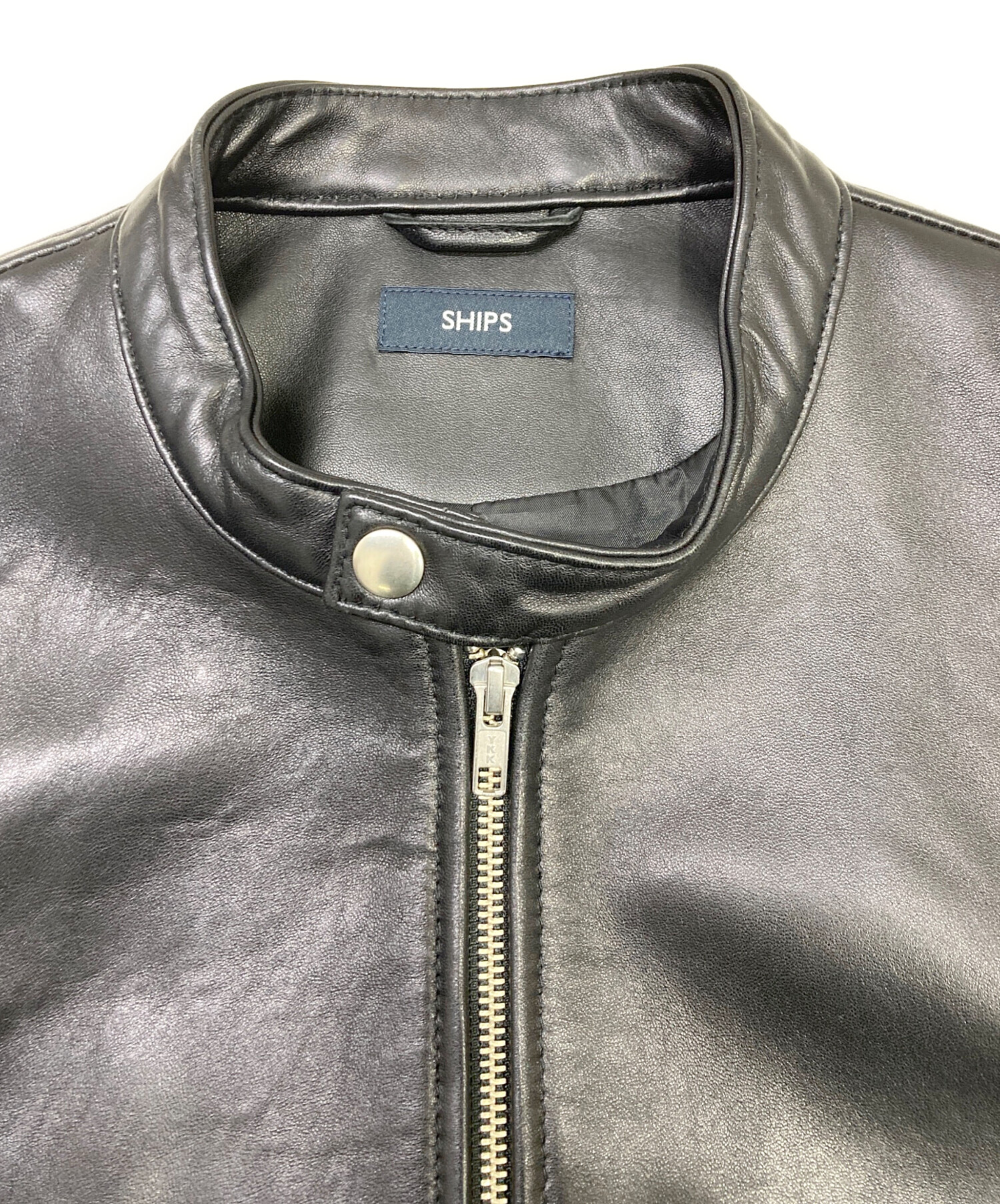 中古・古着通販】SHIPS (シップス) ラムレザージャケット ブラック