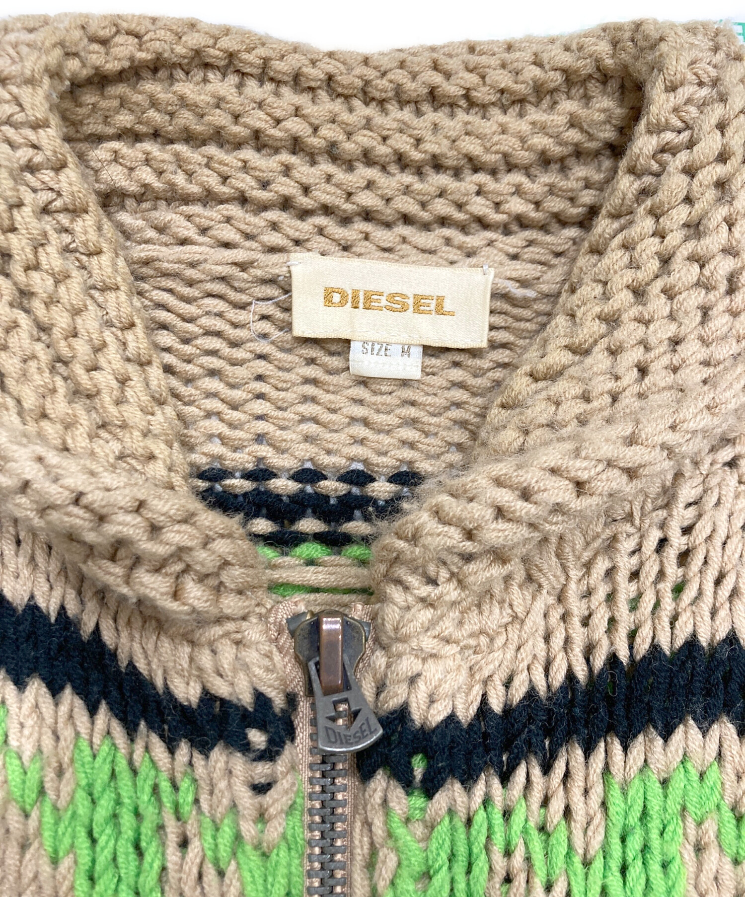 DIESEL ニットジャケット　定価82500円 中古・古着通販】DIESEL (ディーゼル) 切替ニットジャケット ブラック