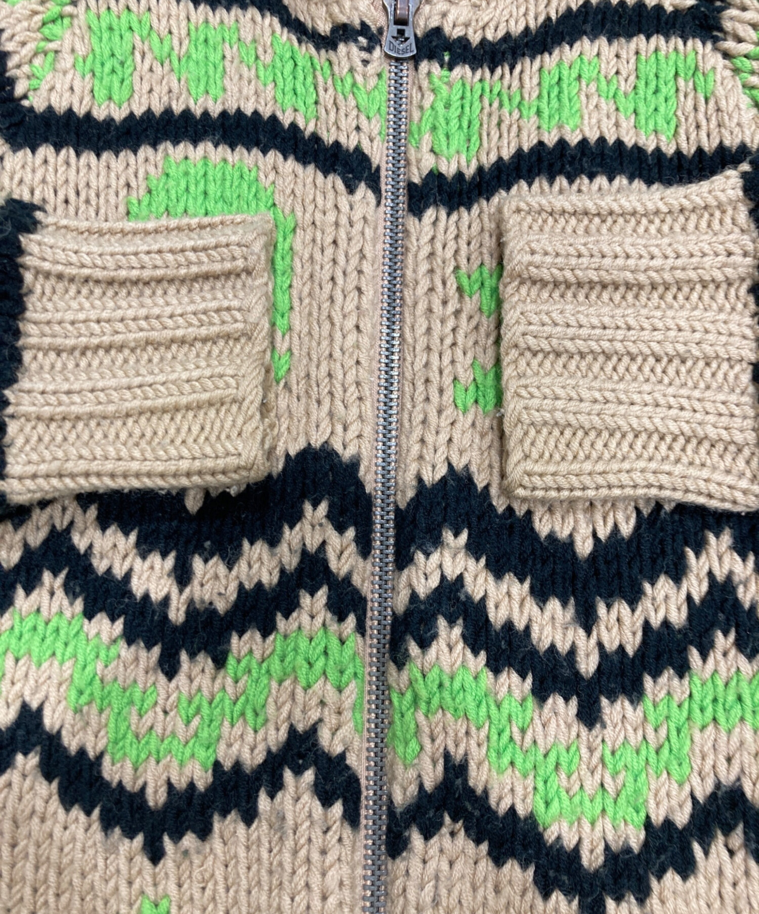 DIESEL ニットジャケット　定価82500円 中古・古着通販】DIESEL (ディーゼル) ニットジャケット ベージュ