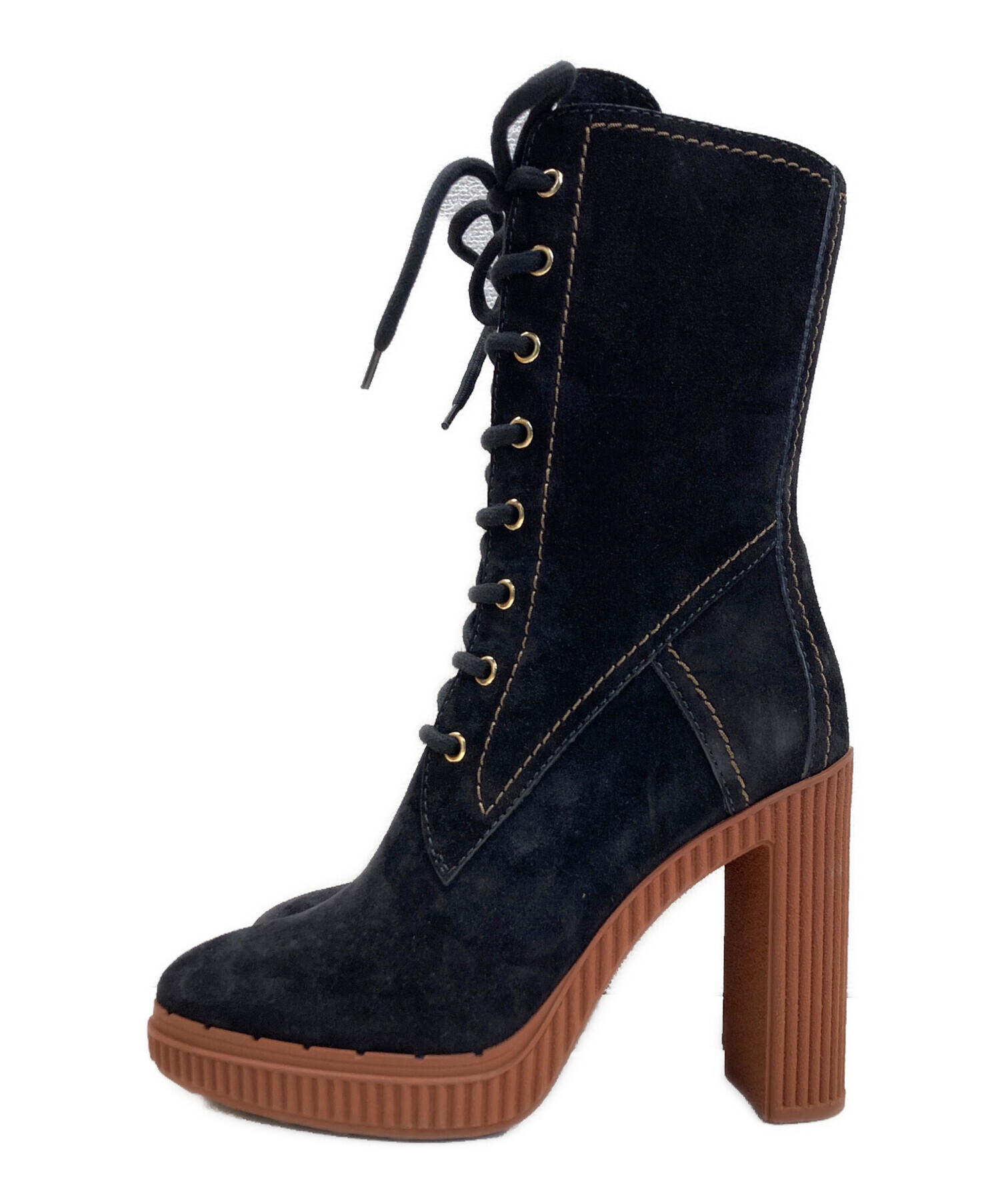 TOD’S トッズ ブーツ レディース 【古着】【中古】 中古・古着通販】TOD'S (トッズ) レースアップサイドジップロング