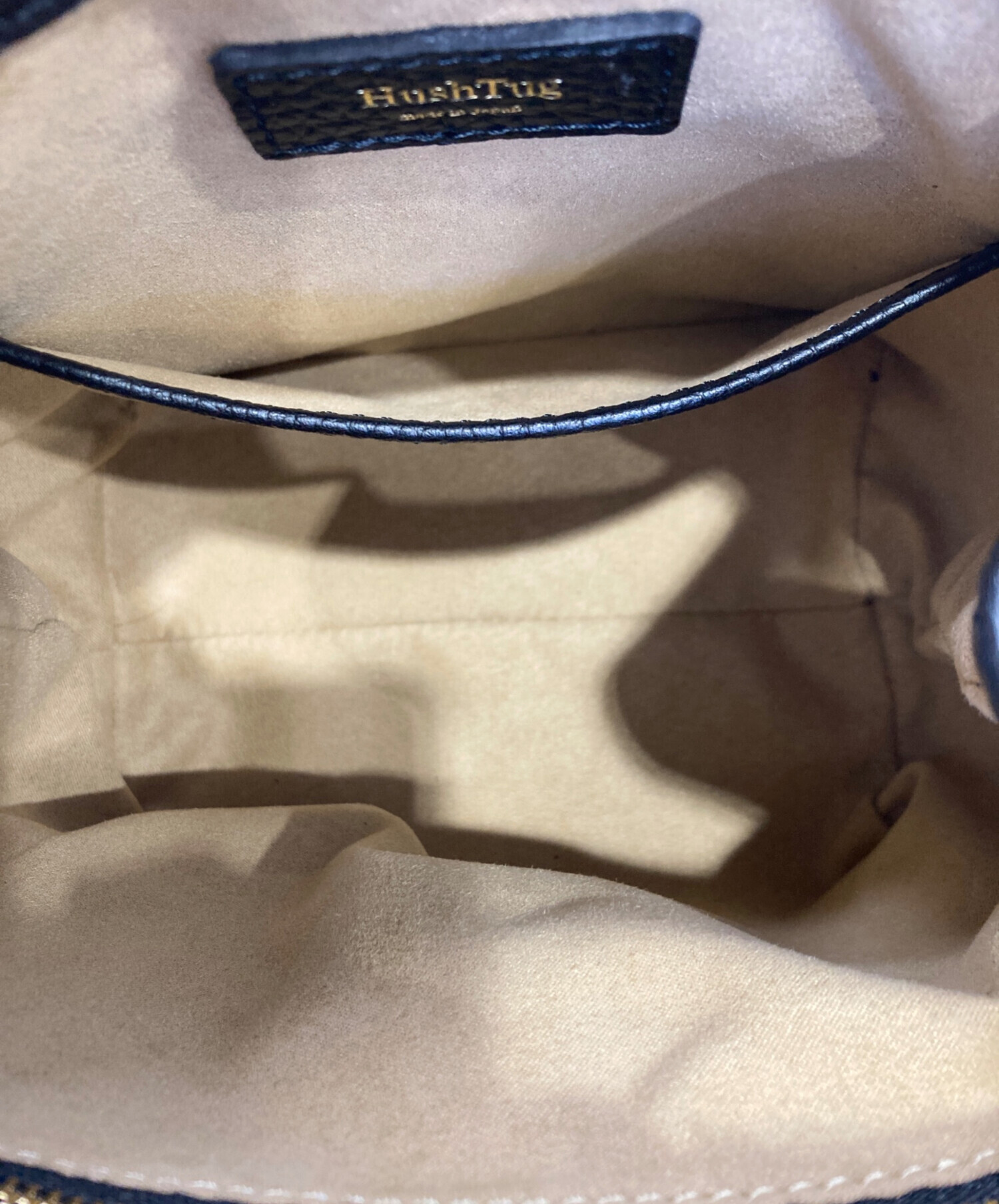 中古・古着通販】hushtug (ハッシュタグ) 巾着レザーハンドバッグ