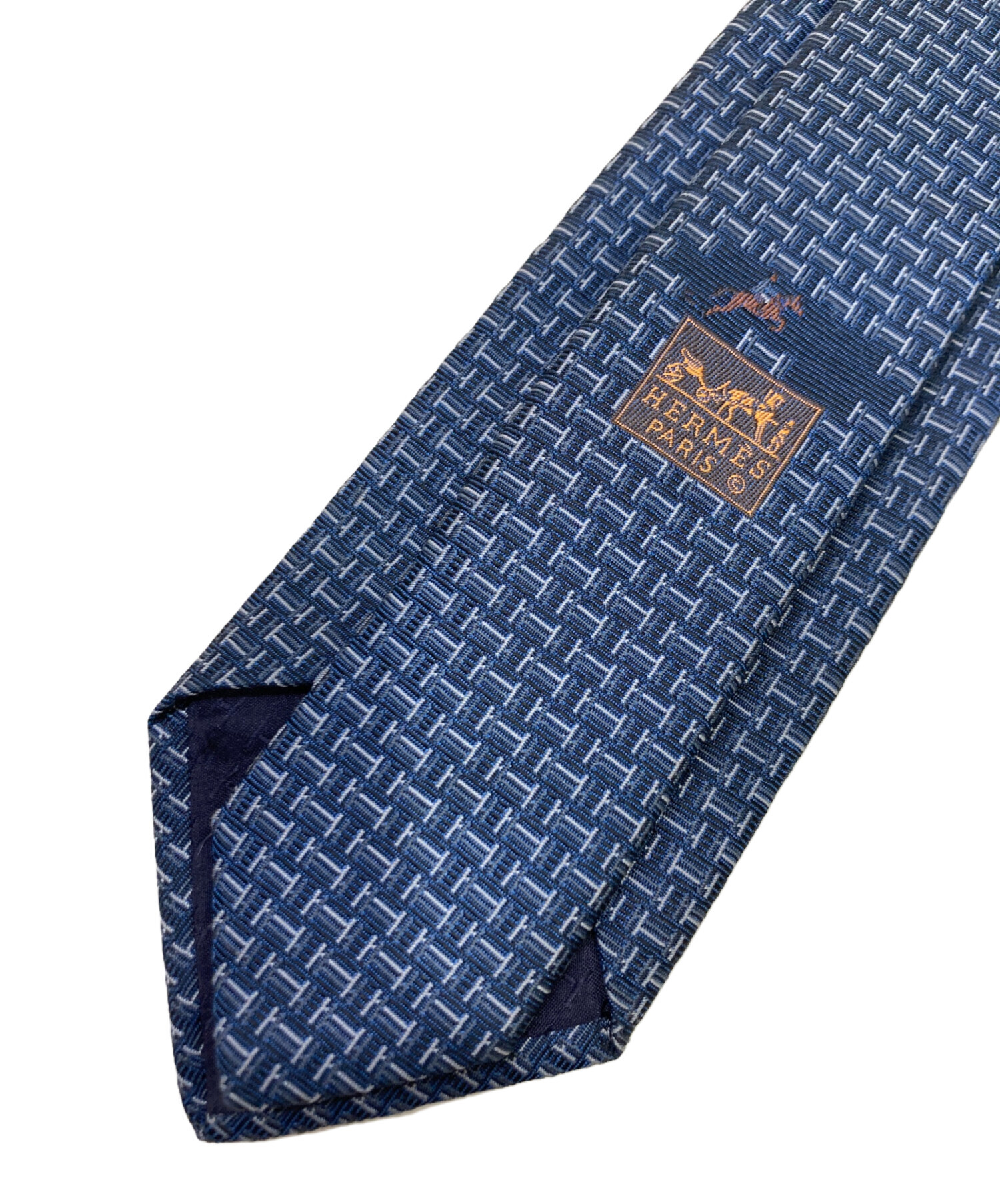 【新品未使用】HERMES ネイビー パターン入り ネクタイ 中古・古着通販】HERMES (エルメス) ネクタイ ネイビー サイズ:不明