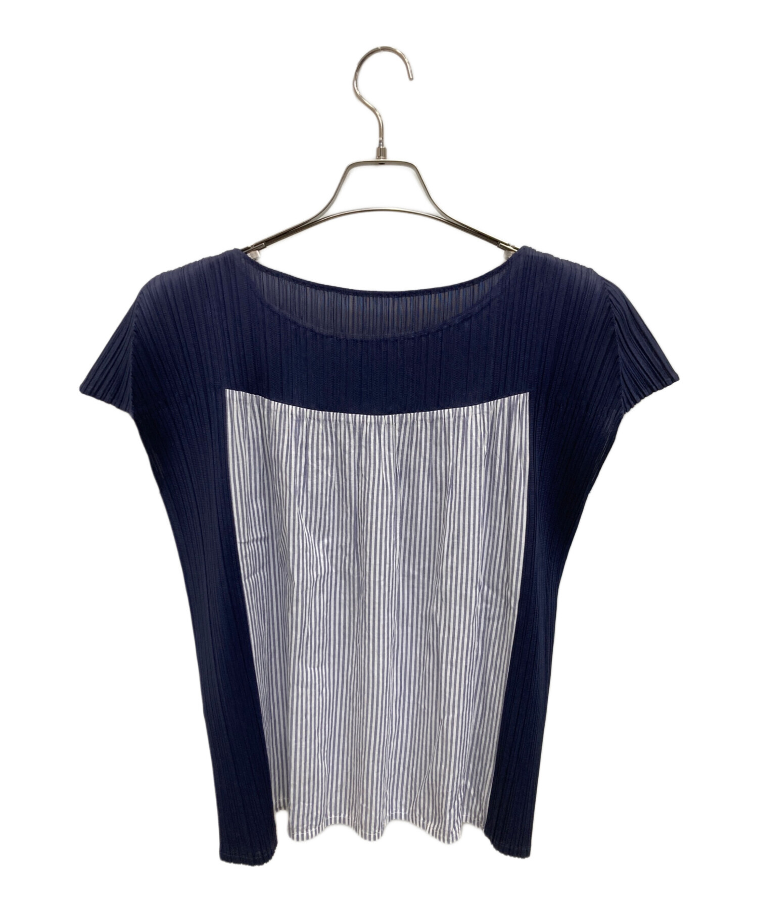 プリーツプリーズPLEATS PLEASEノースリーブ　トップス　紺 中古・古着通販】PLEATS PLEASE (プリーツプリーズ) ノースリーブ