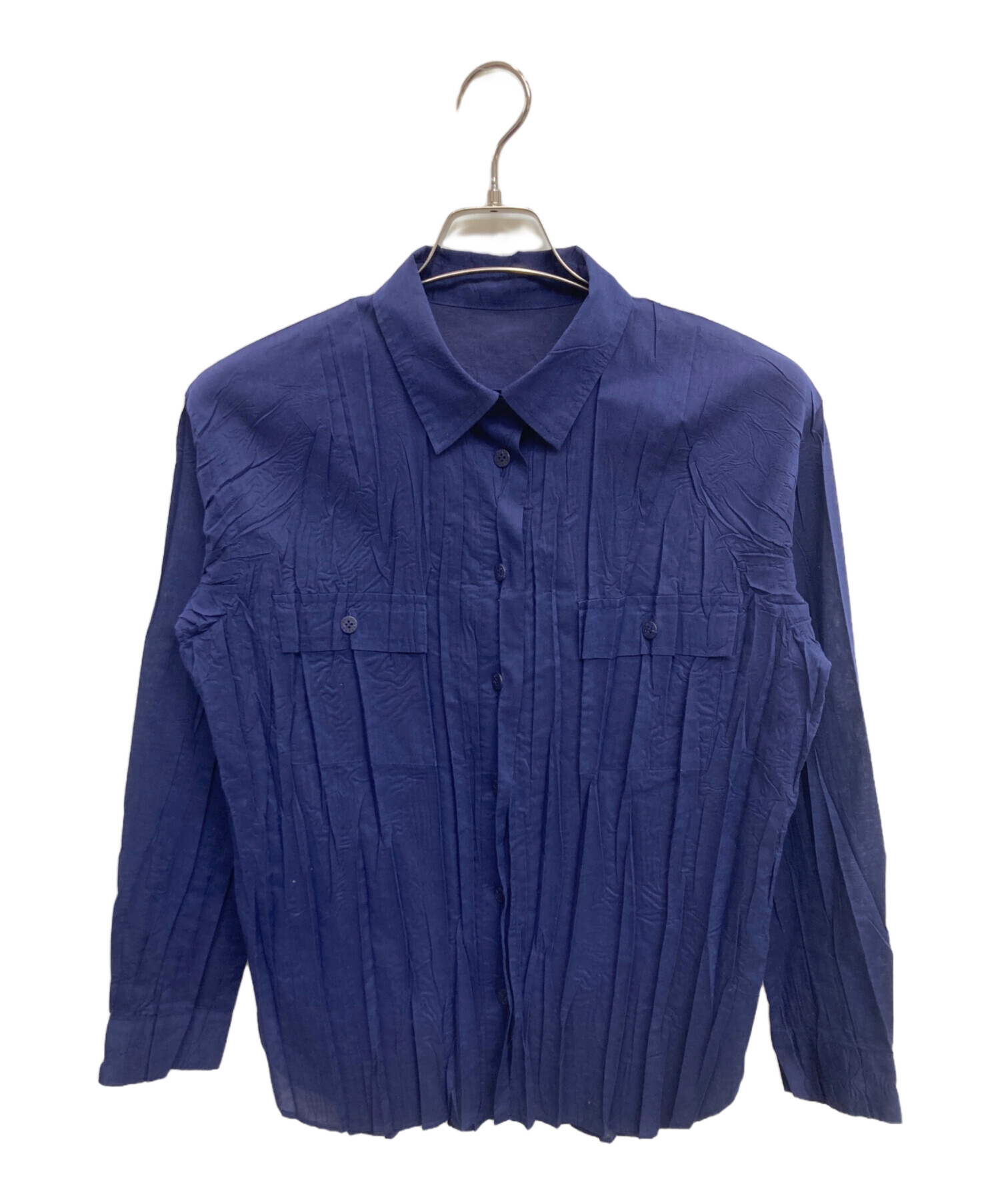 Pleats Please ダークブルー 長袖シャツ　サイズ3 中古・古着通販】PLEATS PLEASE (プリーツプリーズ) シアープリーツ