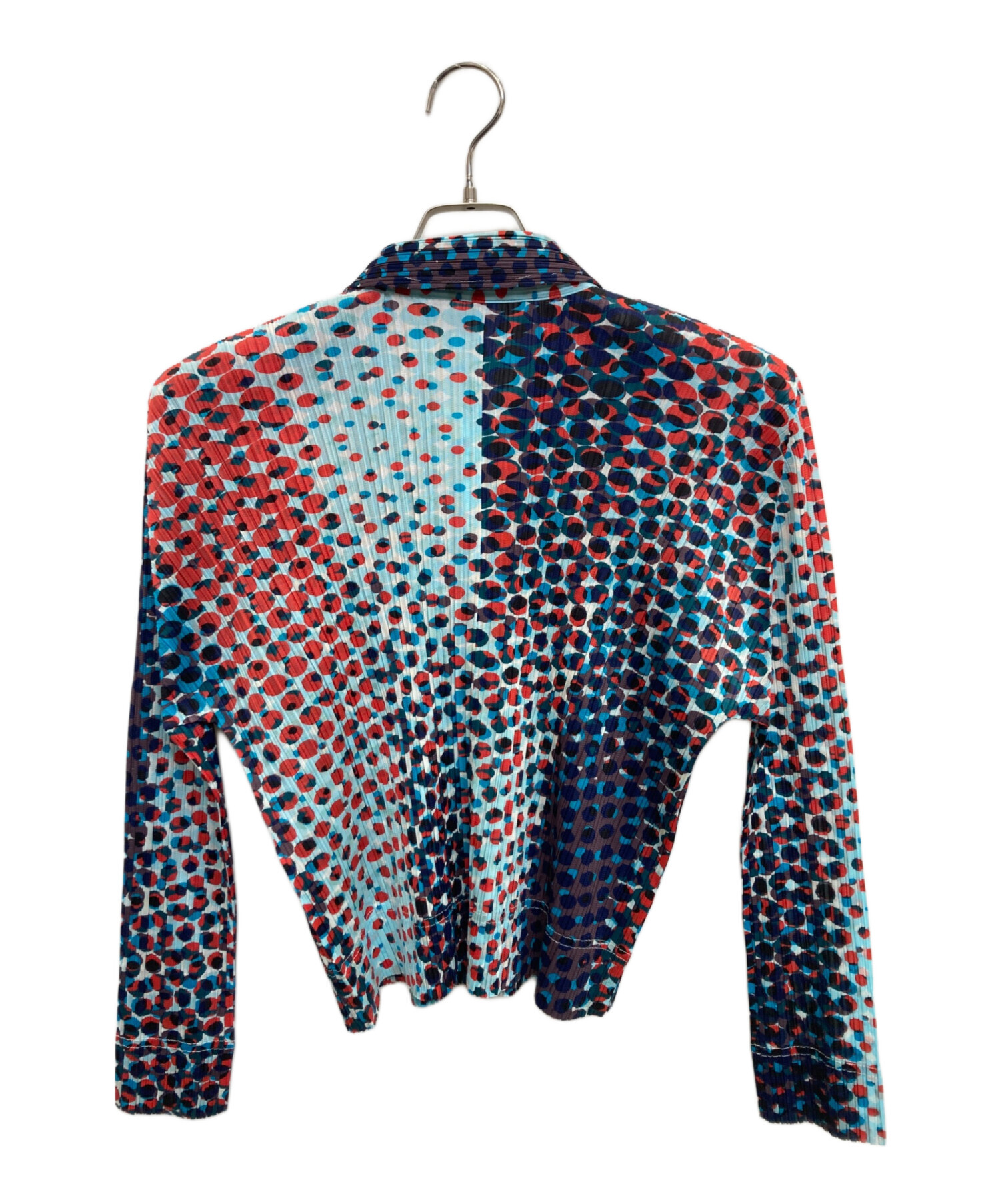 PLEATS PLEASEプリーツプリーズ　長袖シャツ ブルー系　総柄　サイズ3 中古・古着通販】PLEATS PLEASE (プリーツプリーズ) 総柄プリーツ