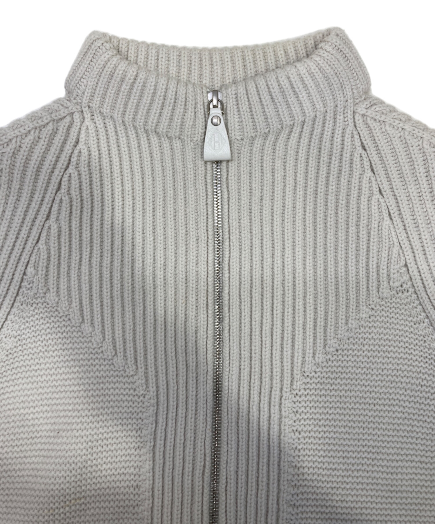 古着 HERMES エルメス イタリア製 カシミヤ 長袖 腹巻きリブ Vネック セーター 38 アイボリー レディース HERMES - 古着 HERMES エルメス イタリア製 カシミヤ 長袖 腹巻きリブ