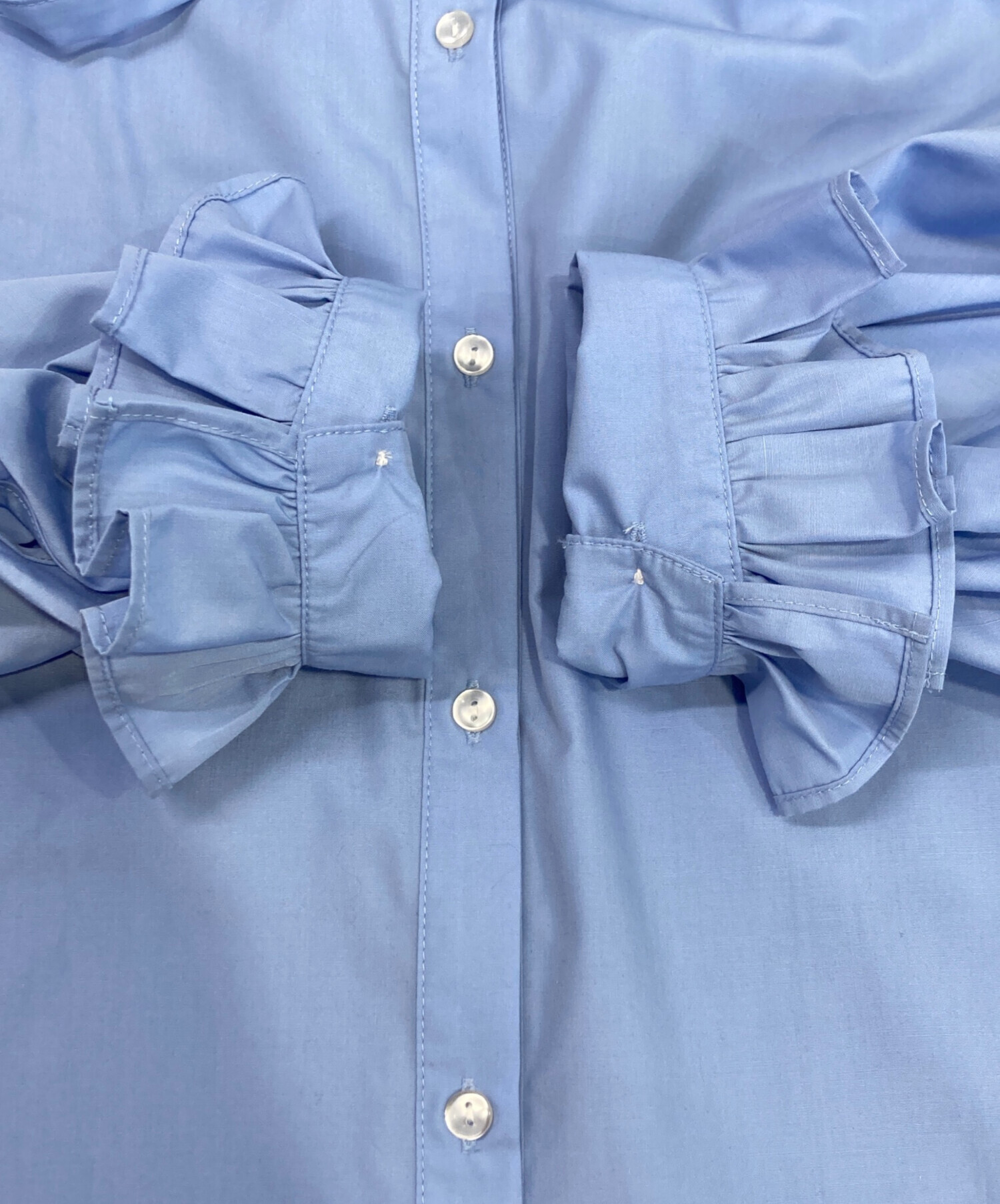中古・古着通販】CADUNE (カデュネ) フリルカラーシャツ ブルー サイズ