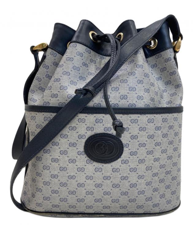 中古・古着通販】GUCCI (グッチ) 巾着ショルダーバッグ ネイビー