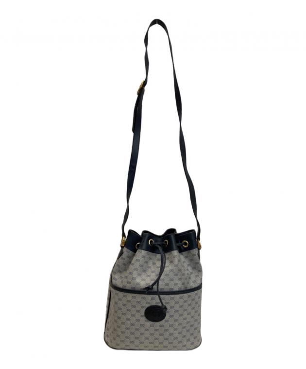 中古・古着通販】GUCCI (グッチ) 巾着ショルダーバッグ ネイビー