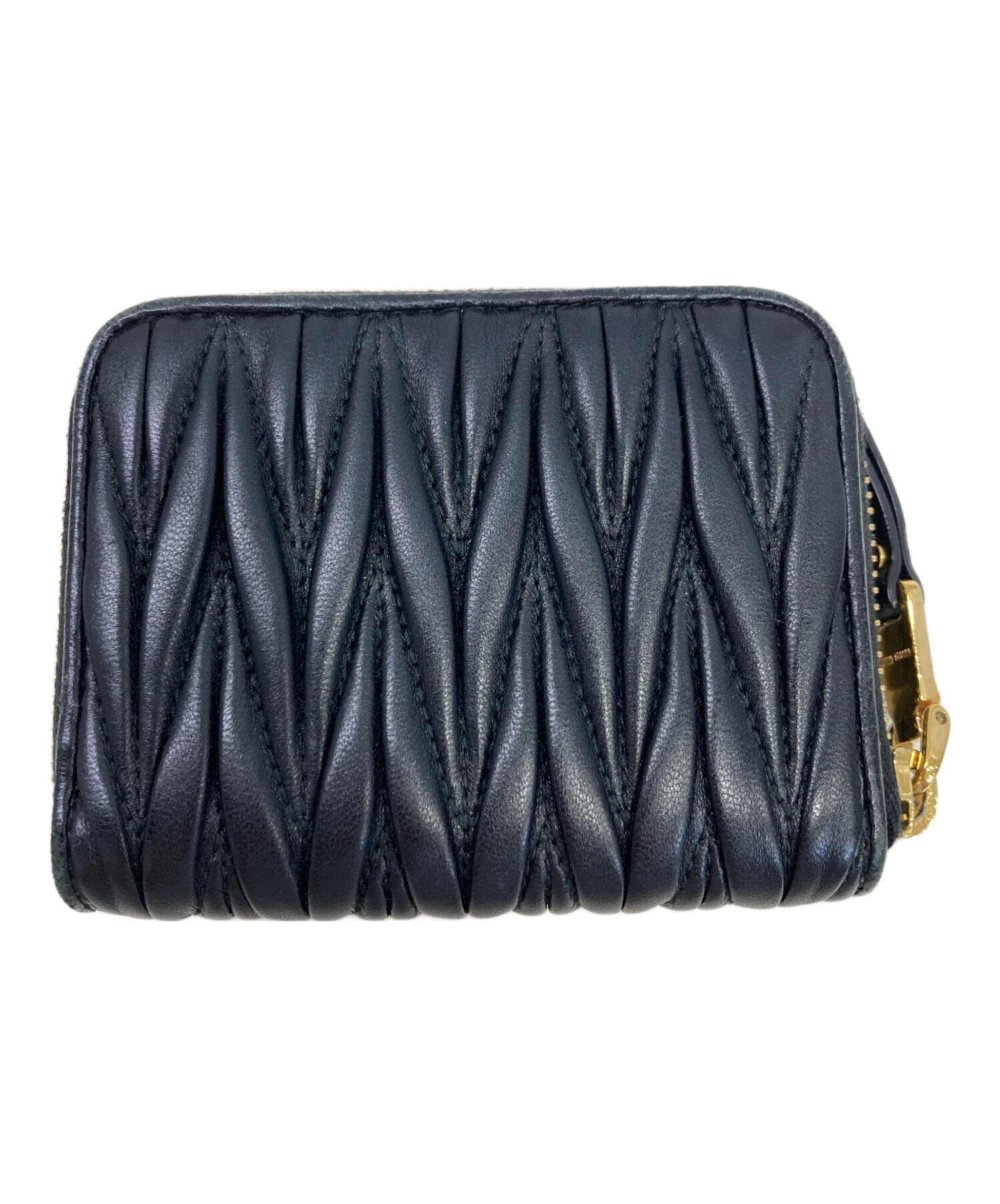 Miu Miu ミュウミュウ 財布・ケース  青 【古着】【中古】【送料無料】 MIU MIU(ミュウミュウ) マテラッセレザー2つ折り財布 グリーン｜【公式