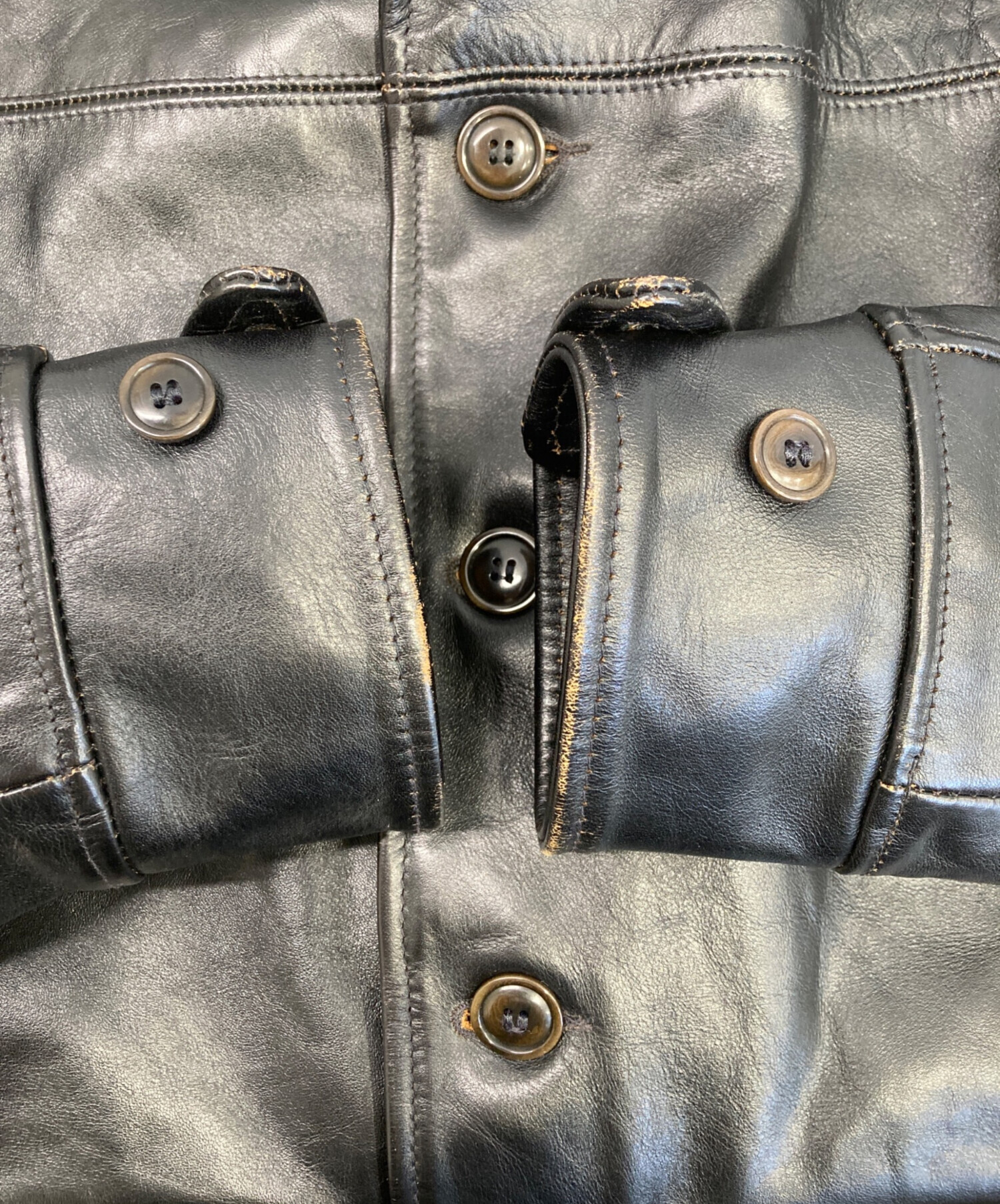中古・古着通販】SCHOTT BROS. (ショット) レザーカーコート ブラック