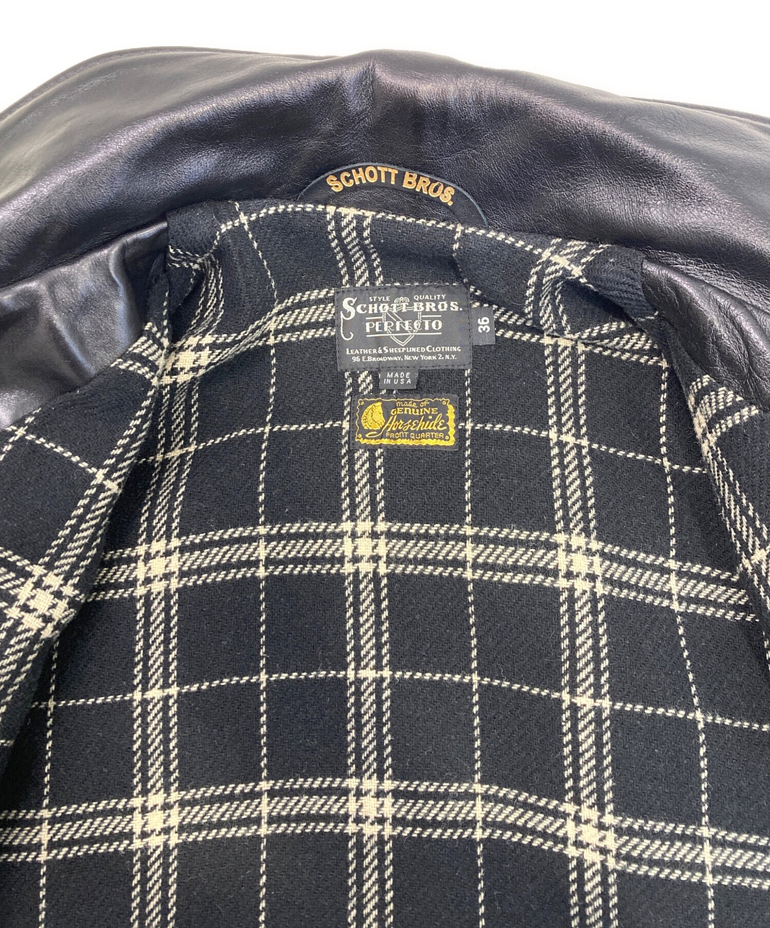 中古・古着通販】SCHOTT BROS. (ショット) レザーカーコート ブラック