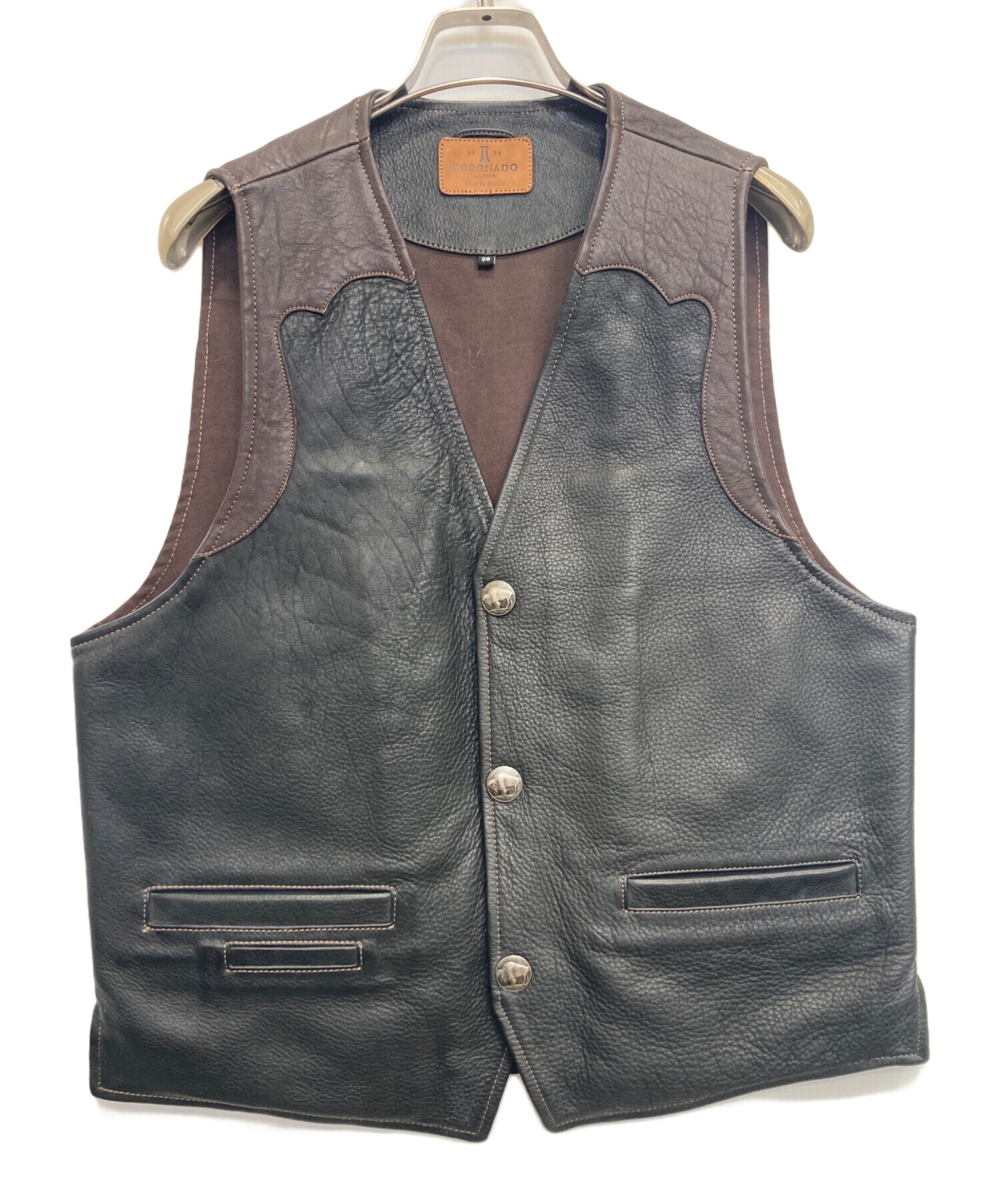 中古・古着通販】CORONADO (コロナド) レザーベスト ブラウン サイズ