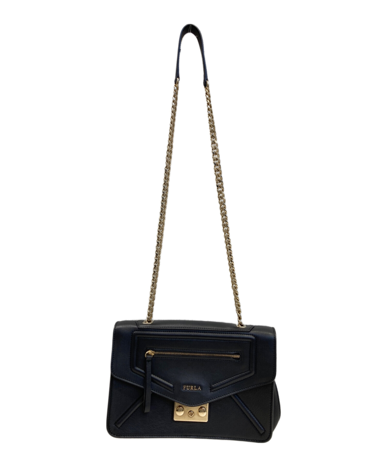 中古・古着通販】FURLA (フルラ) チェーンショルダーバッグ ブラック
