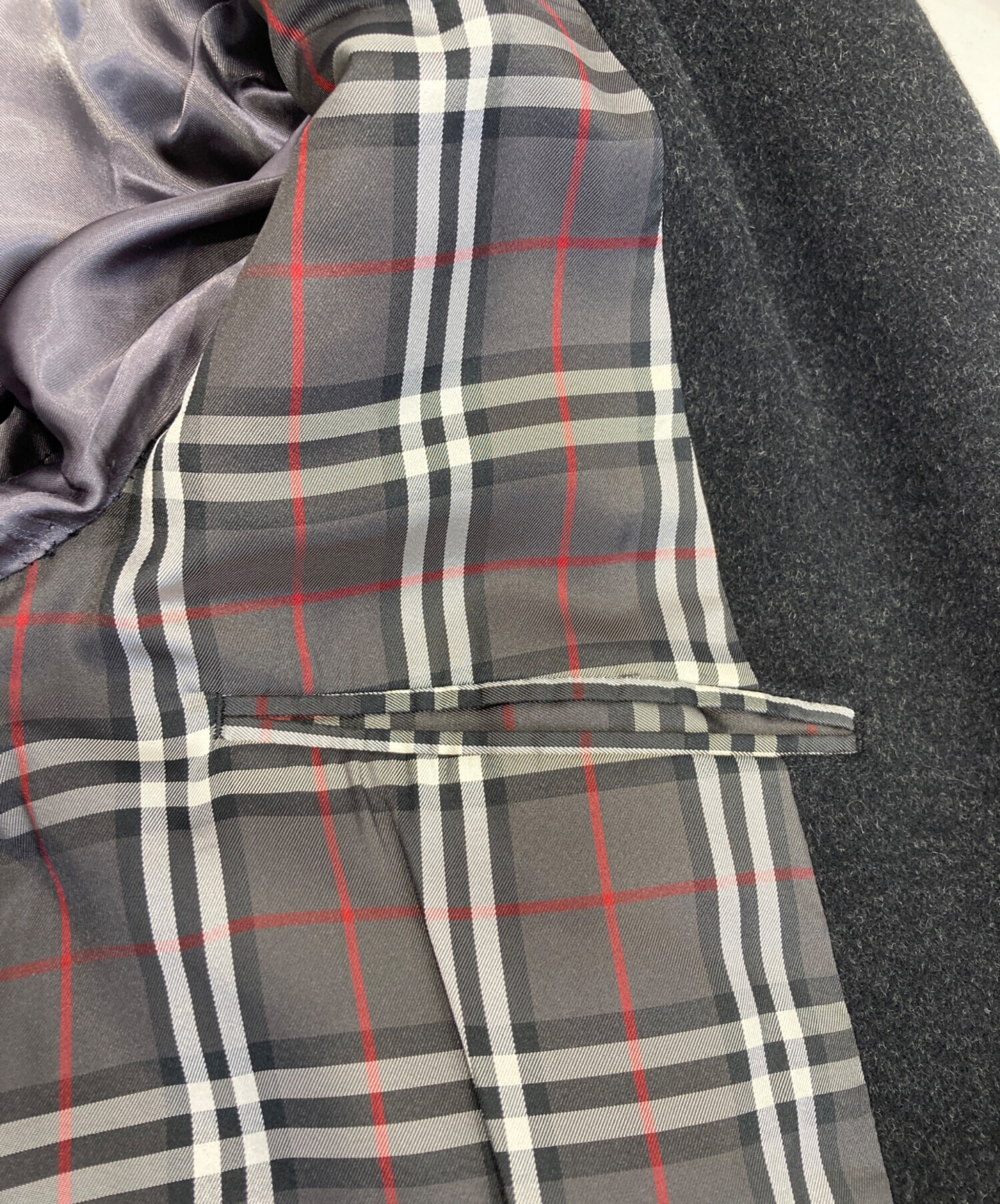 バーバリー ブラックレーベル チェスターコート カシミア混 ラムウール ブラック 中古・古着通販】BURBERRY BLACK LABEL (バーバリーブラックレーベル