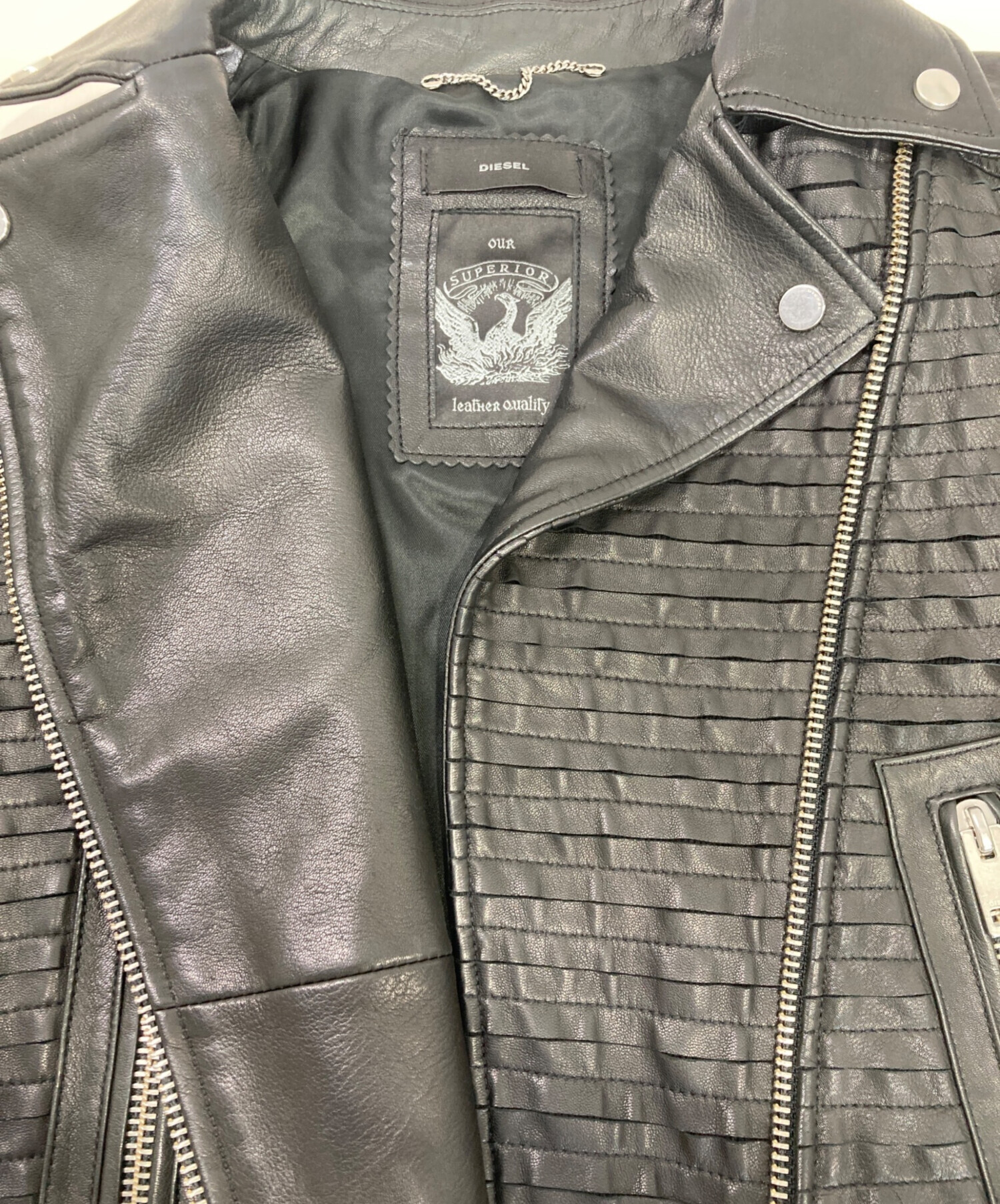 中古・古着通販】DIESEL (ディーゼル) レザージャケット ブラック