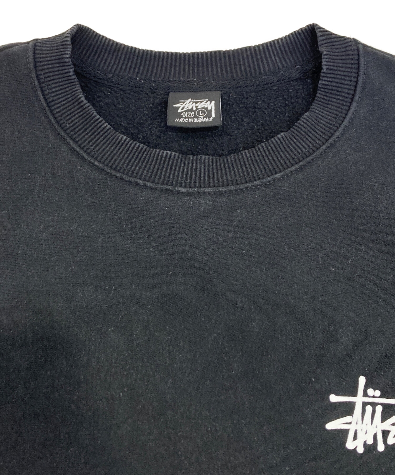 【中古品】 STUSSY トレーナー 裏起毛 ブラック Lサイズ 中古・古着通販】stussy (ステューシー) クルーネックスウェット